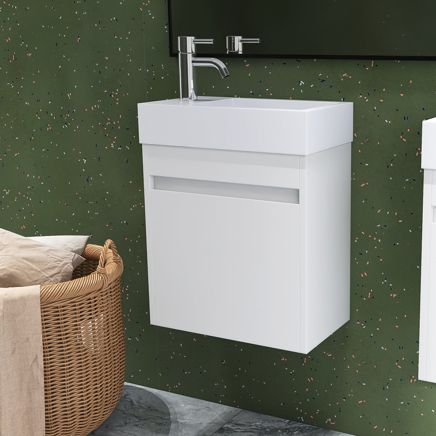 18 in. W x 10 in. D x 23 in. H Bath Vanity Set in White Straight Grain with Cultured Marble Vanity Top in White with White Basin