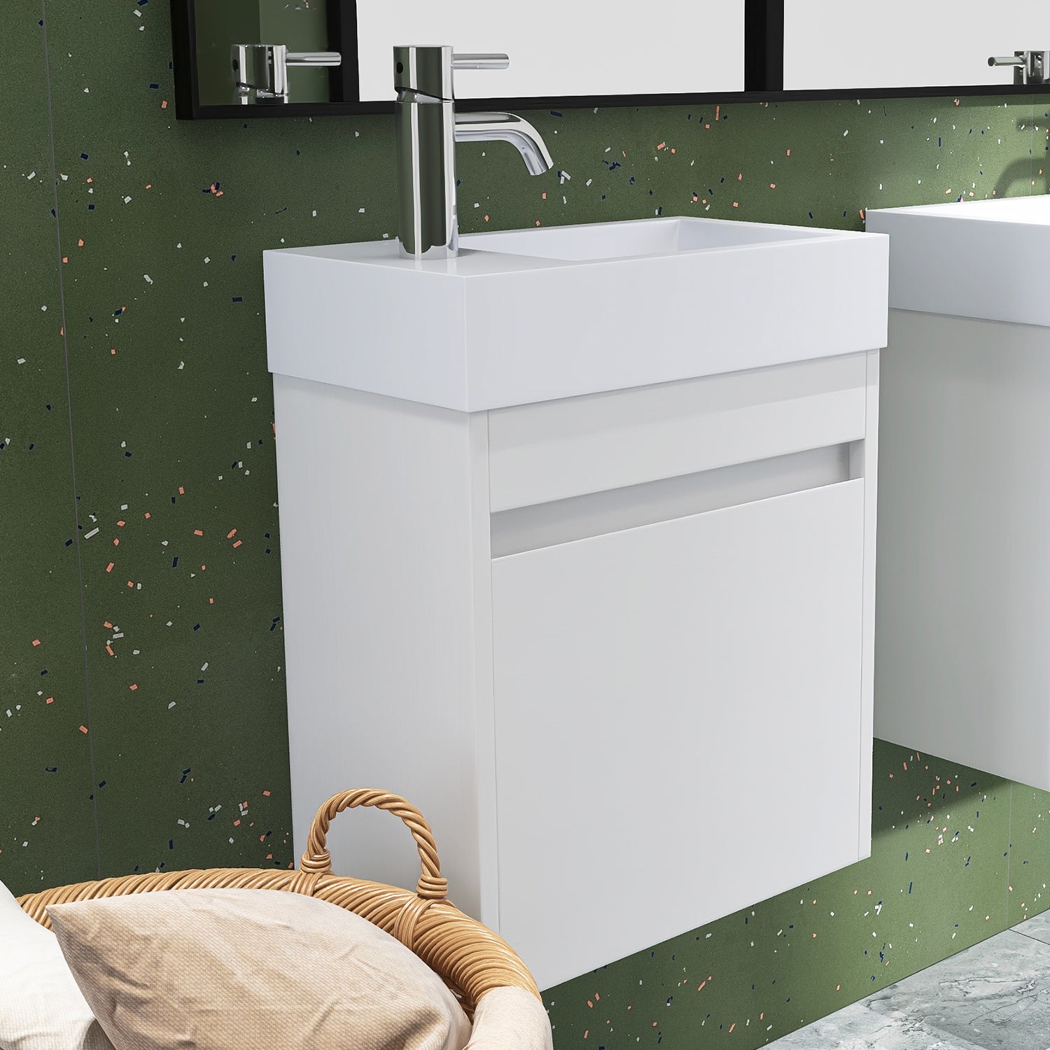 18 in. W x 10 in. D x 23 in. H Bath Vanity Set in White Straight Grain with Cultured Marble Vanity Top in White with White Basin