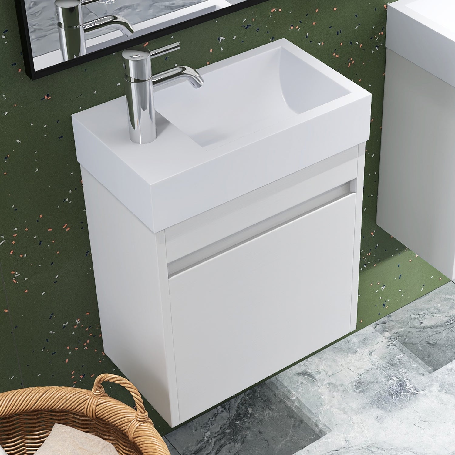 18 in. W x 10 in. D x 23 in. H Bath Vanity Set in White Straight Grain with Cultured Marble Vanity Top in White with White Basin