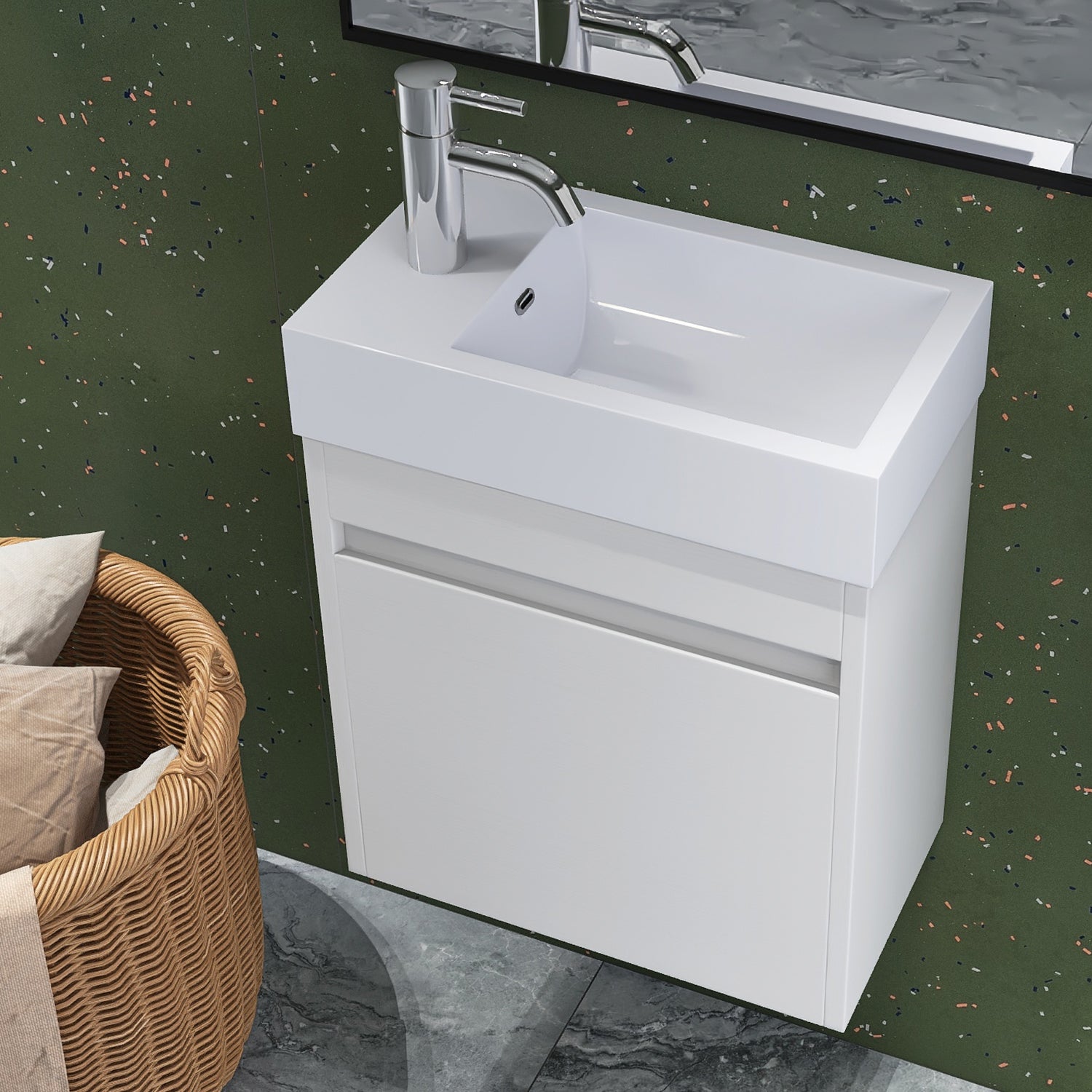 18 in. W x 10 in. D x 23 in. H Bath Vanity Set in White Straight Grain with Cultured Marble Vanity Top in White with White Basin