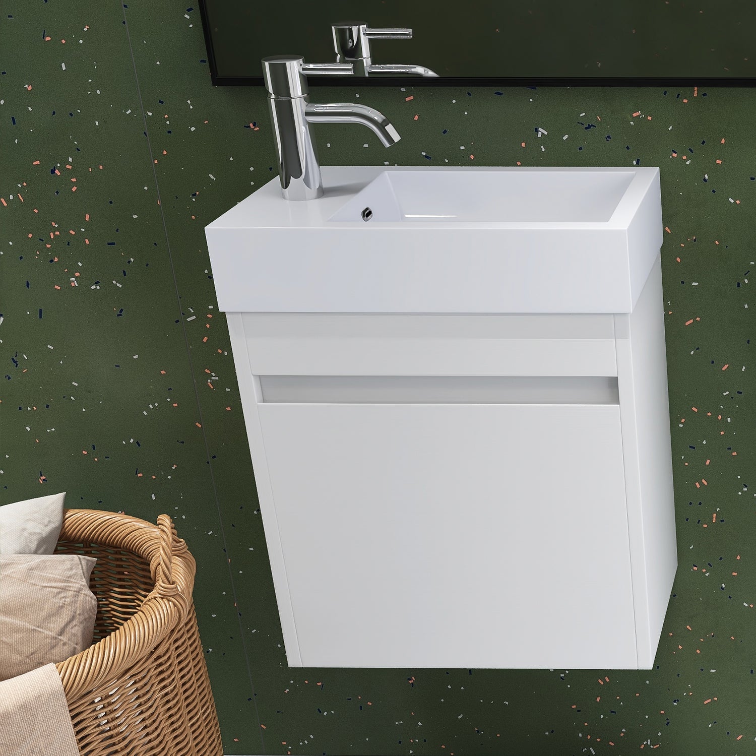 18 in. W x 10 in. D x 23 in. H Bath Vanity Set in White Straight Grain with Cultured Marble Vanity Top in White with White Basin