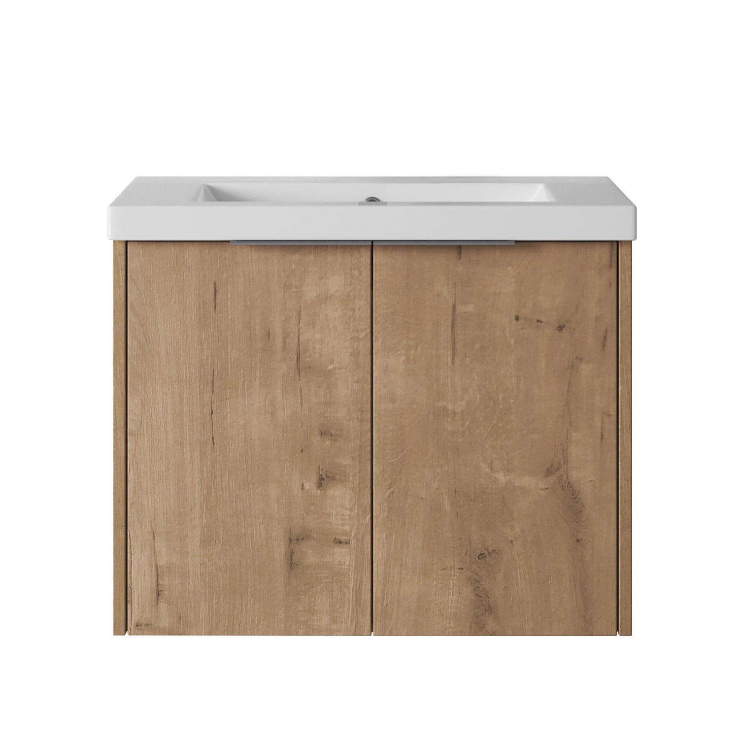 24 in. W x 18 in. D x 20 in. H Bath Vanity Set in Imitative Oak with Cultured Marble Vanity Top in White with White Basin
