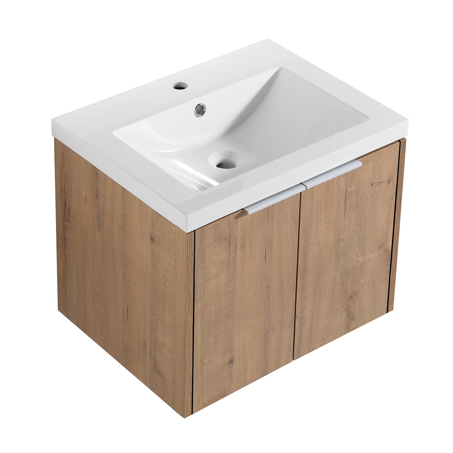 24 in. W x 18 in. D x 20 in. H Bath Vanity Set in Imitative Oak with Cultured Marble Vanity Top in White with White Basin