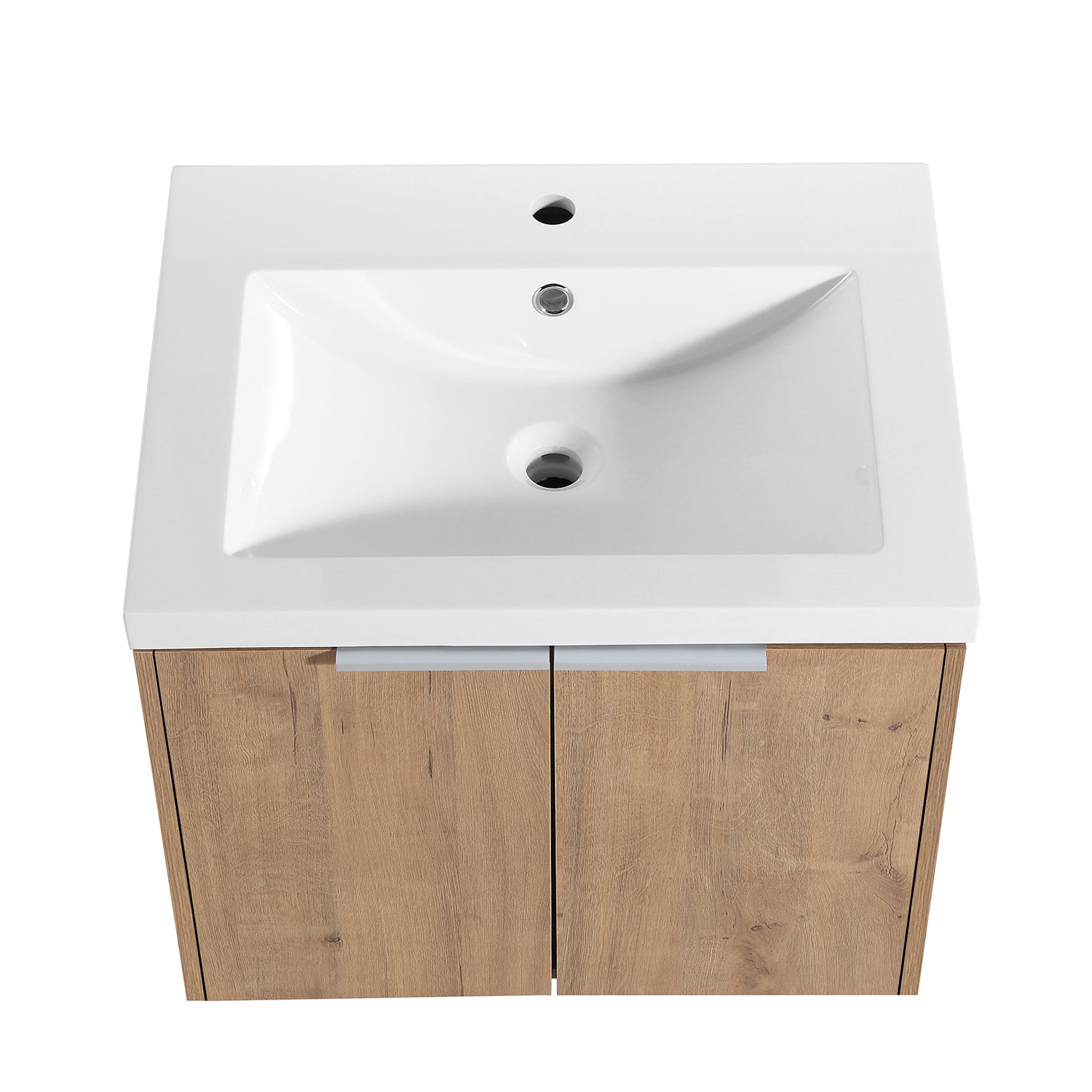 24 in. W x 18 in. D x 20 in. H Bath Vanity Set in Imitative Oak with Cultured Marble Vanity Top in White with White Basin