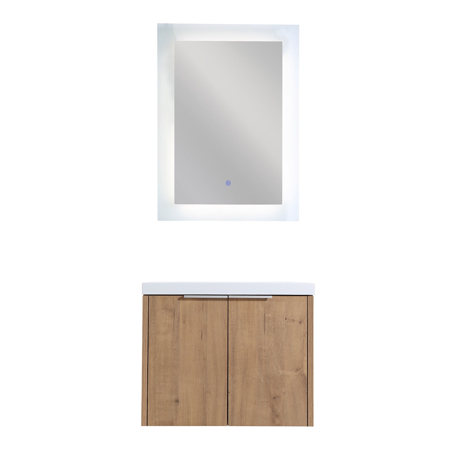 24 in. W x 18 in. D x 20 in. H Bath Vanity Set in Imitative Oak with Cultured Marble Vanity Top in White with White Basin