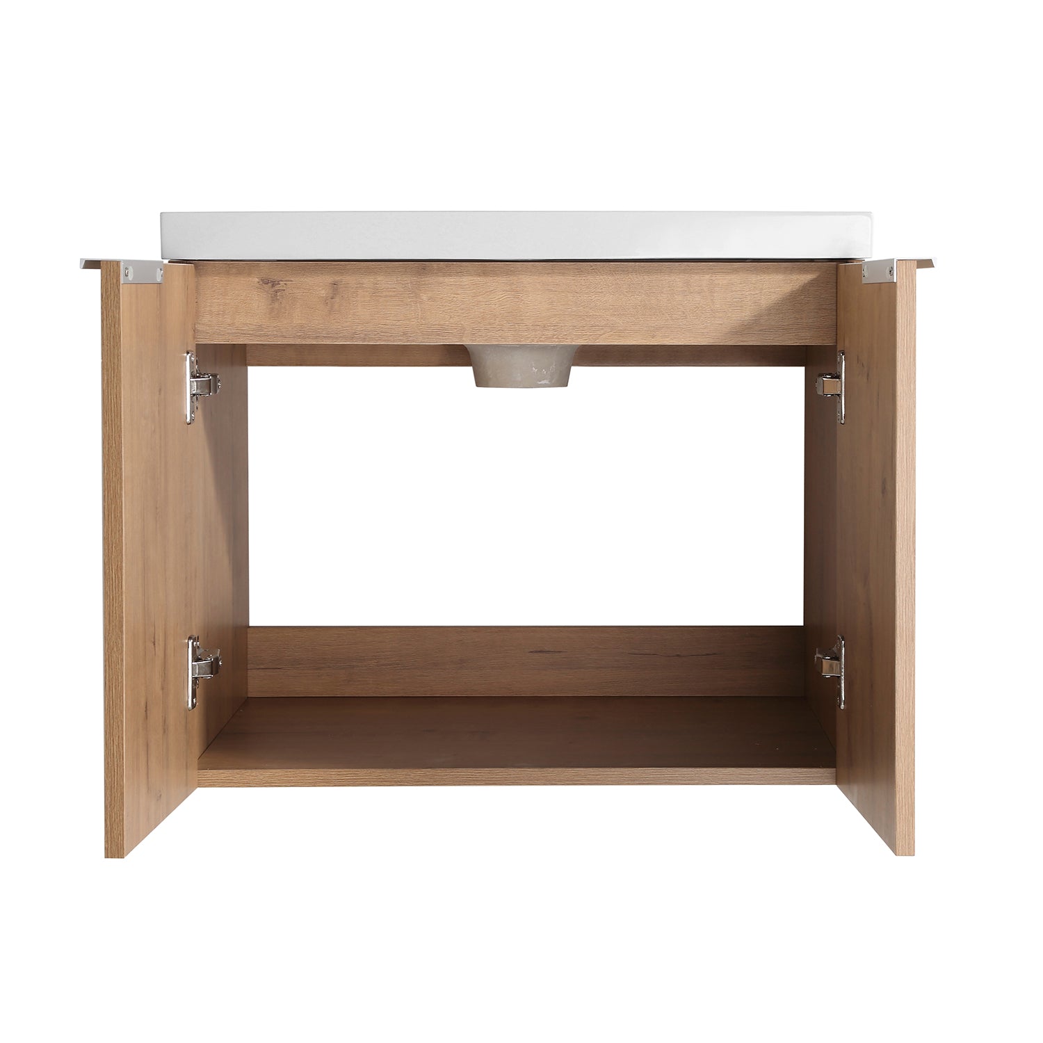 24 in. W x 18 in. D x 20 in. H Bath Vanity Set in Imitative Oak with Cultured Marble Vanity Top in White with White Basin