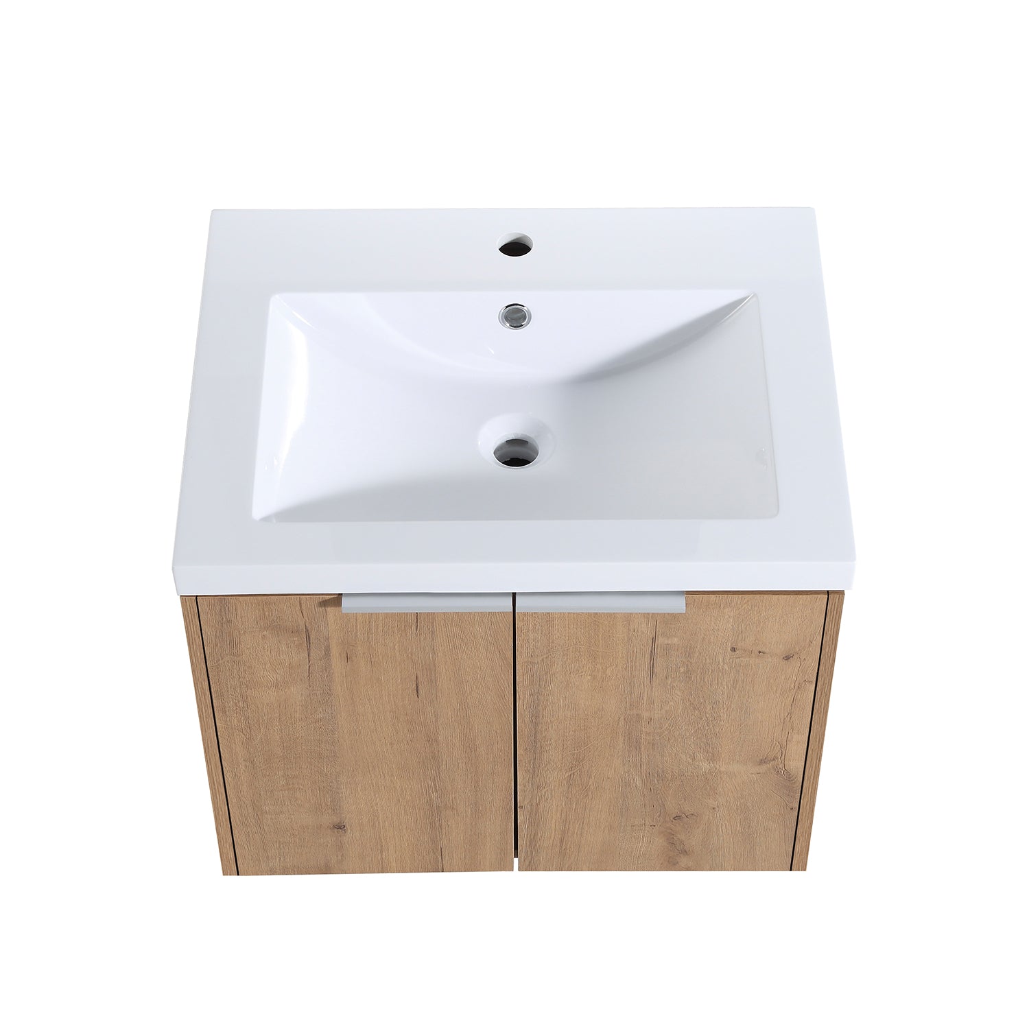 24 in. W x 18 in. D x 20 in. H Bath Vanity Set in Imitative Oak with Cultured Marble Vanity Top in White with White Basin