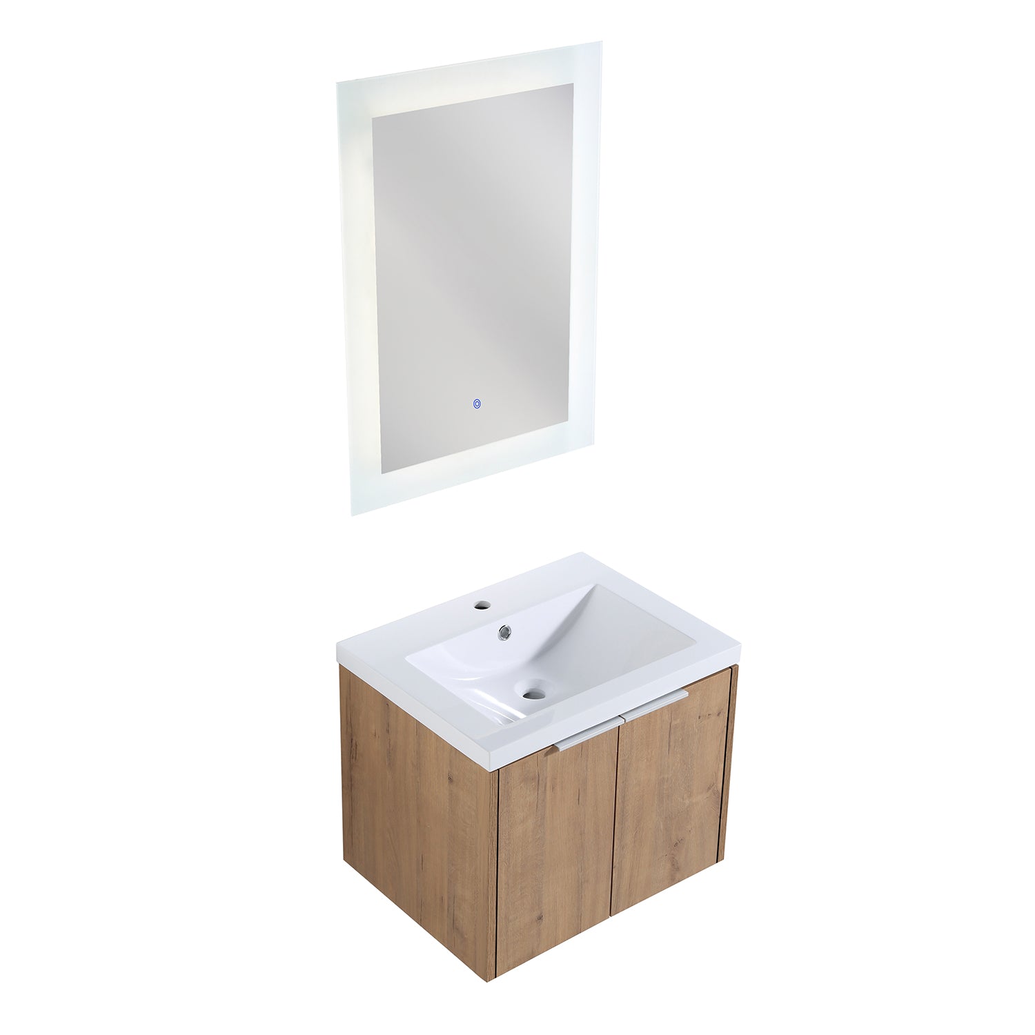 24 in. W x 18 in. D x 20 in. H Bath Vanity Set in Imitative Oak with Cultured Marble Vanity Top in White with White Basin