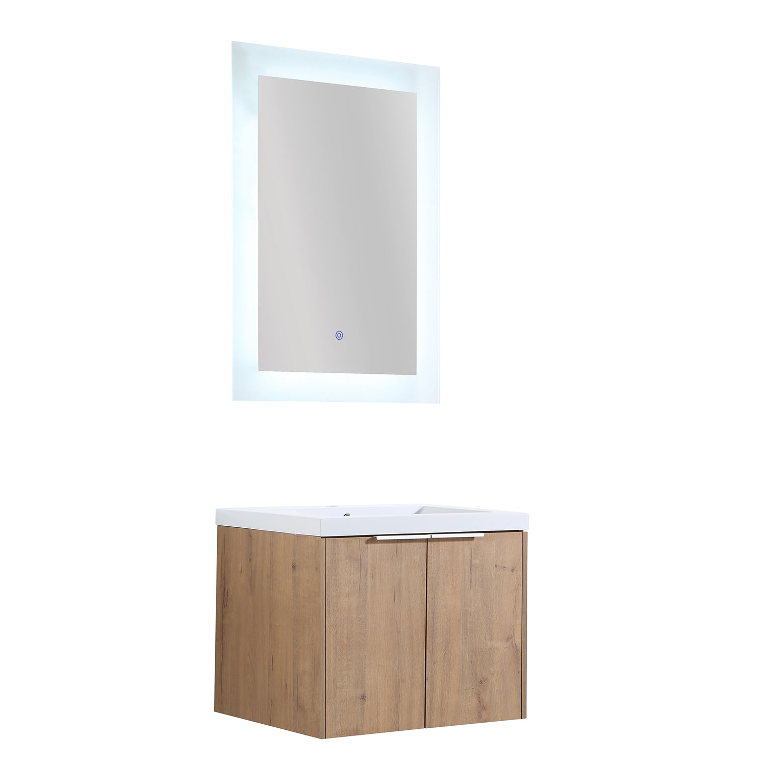 24 in. W x 18 in. D x 20 in. H Bath Vanity Set in Imitative Oak with Cultured Marble Vanity Top in White with White Basin