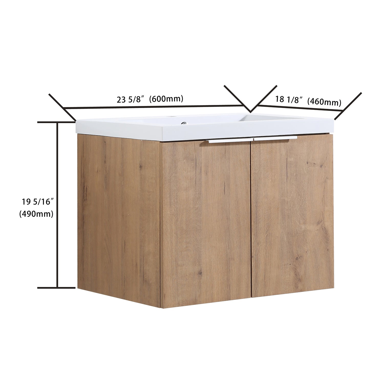 24 in. W x 18 in. D x 20 in. H Bath Vanity Set in Imitative Oak with Cultured Marble Vanity Top in White with White Basin