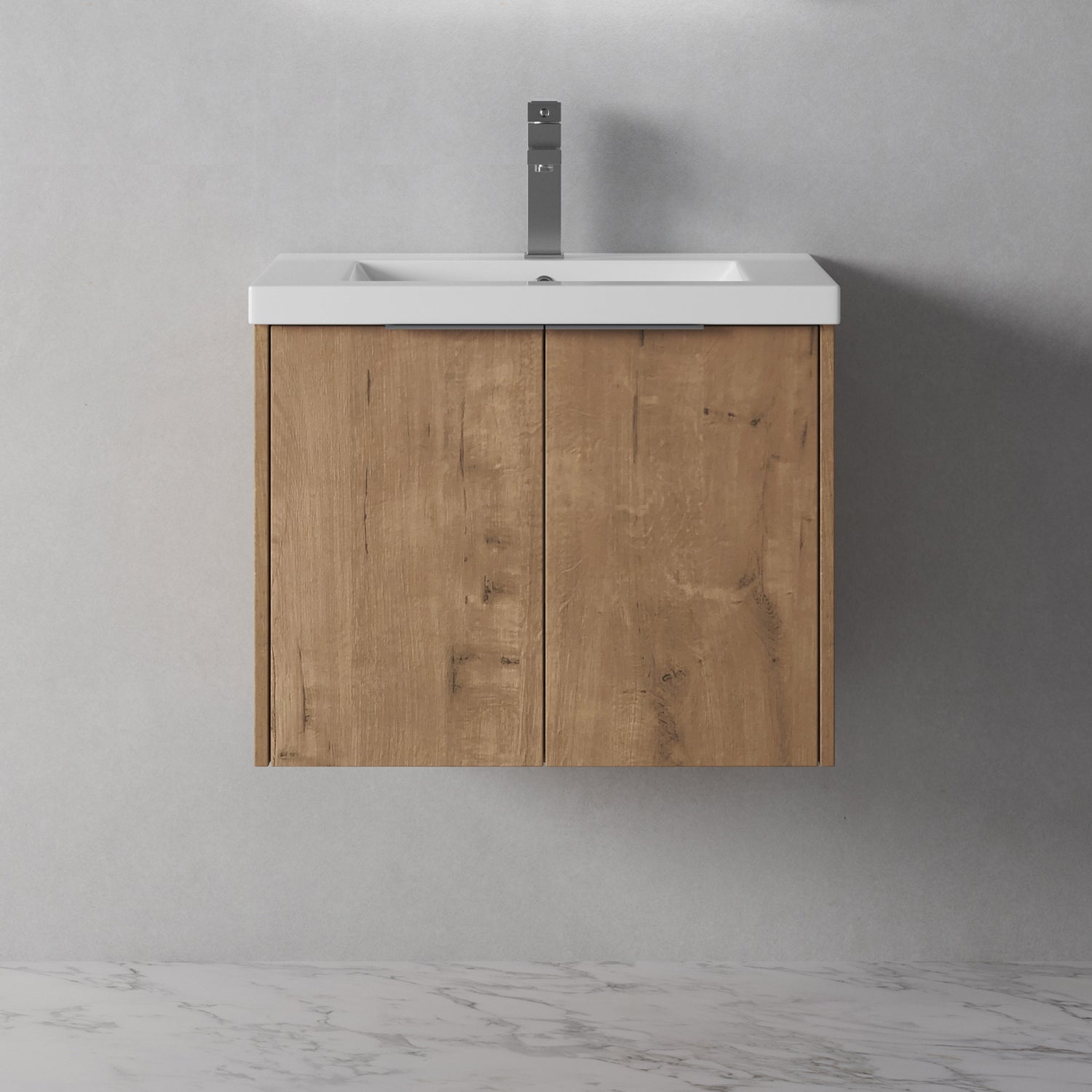 24 in. W x 18 in. D x 20 in. H Bath Vanity Set in Imitative Oak with Cultured Marble Vanity Top in White with White Basin
