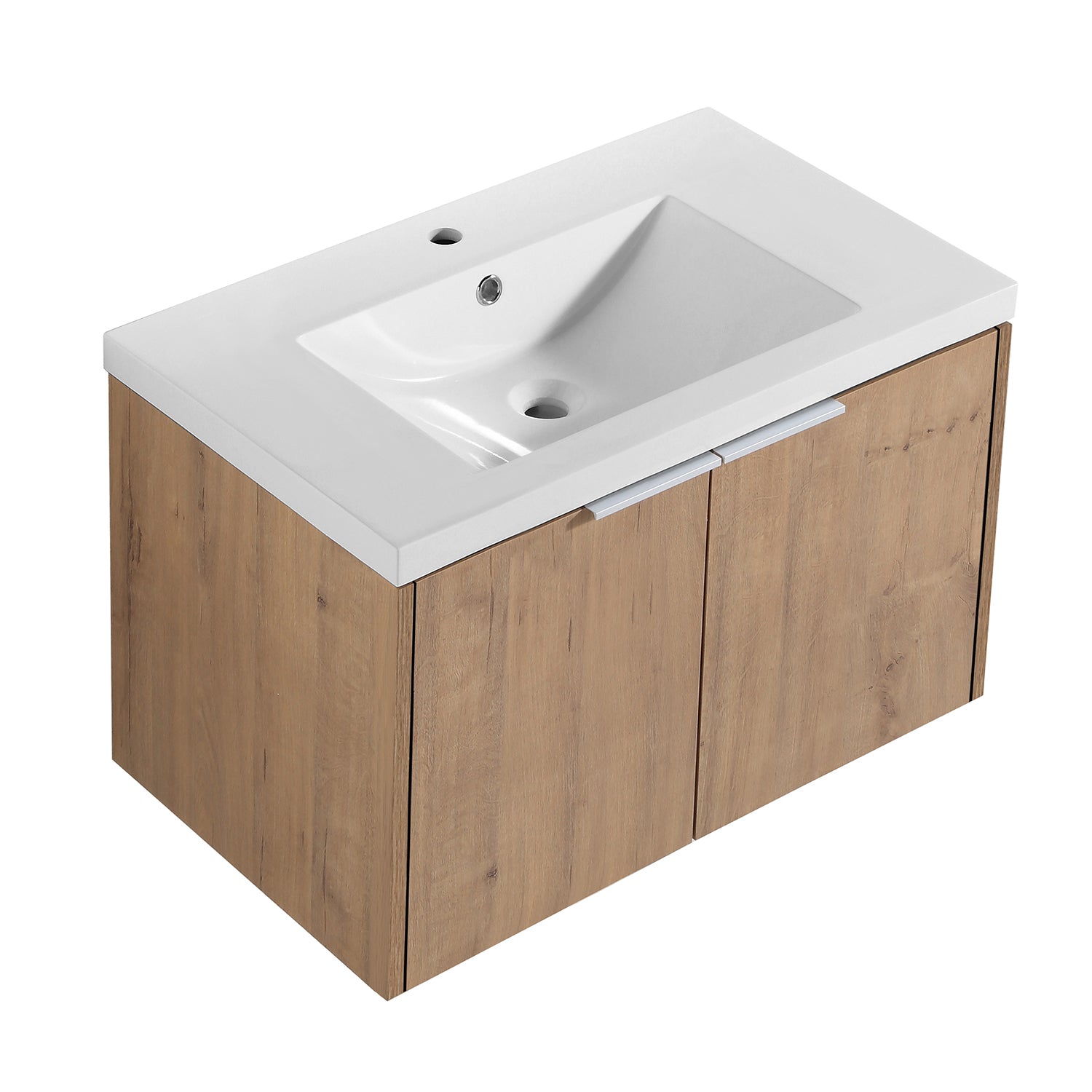 30 in. W x 18 in. D x 20 in. H Bath Vanity Set in Imitative Oak with Cultured Marble Vanity Top in White with White Basin