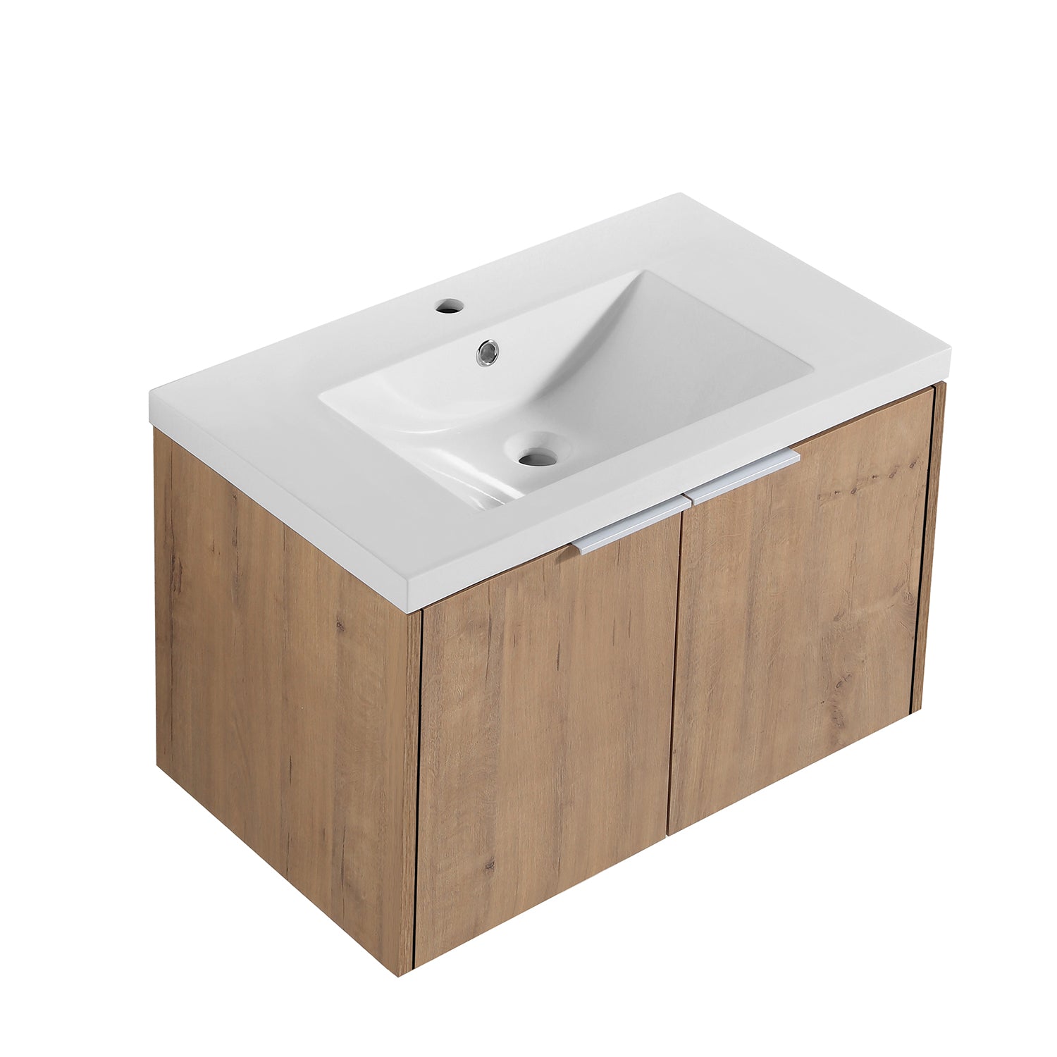 30 in. W x 18 in. D x 20 in. H Bath Vanity Set in Imitative Oak with Cultured Marble Vanity Top in White with White Basin