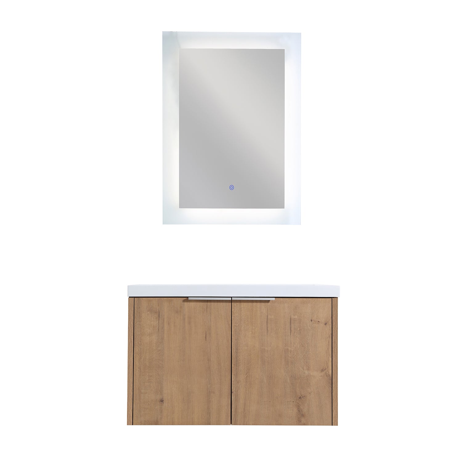 30 in. W x 18 in. D x 20 in. H Bath Vanity Set in Imitative Oak with Cultured Marble Vanity Top in White with White Basin