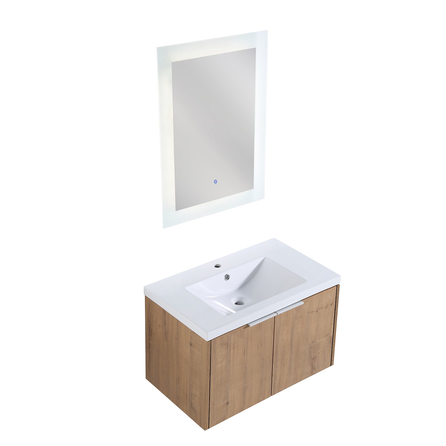 30 in. W x 18 in. D x 20 in. H Bath Vanity Set in Imitative Oak with Cultured Marble Vanity Top in White with White Basin