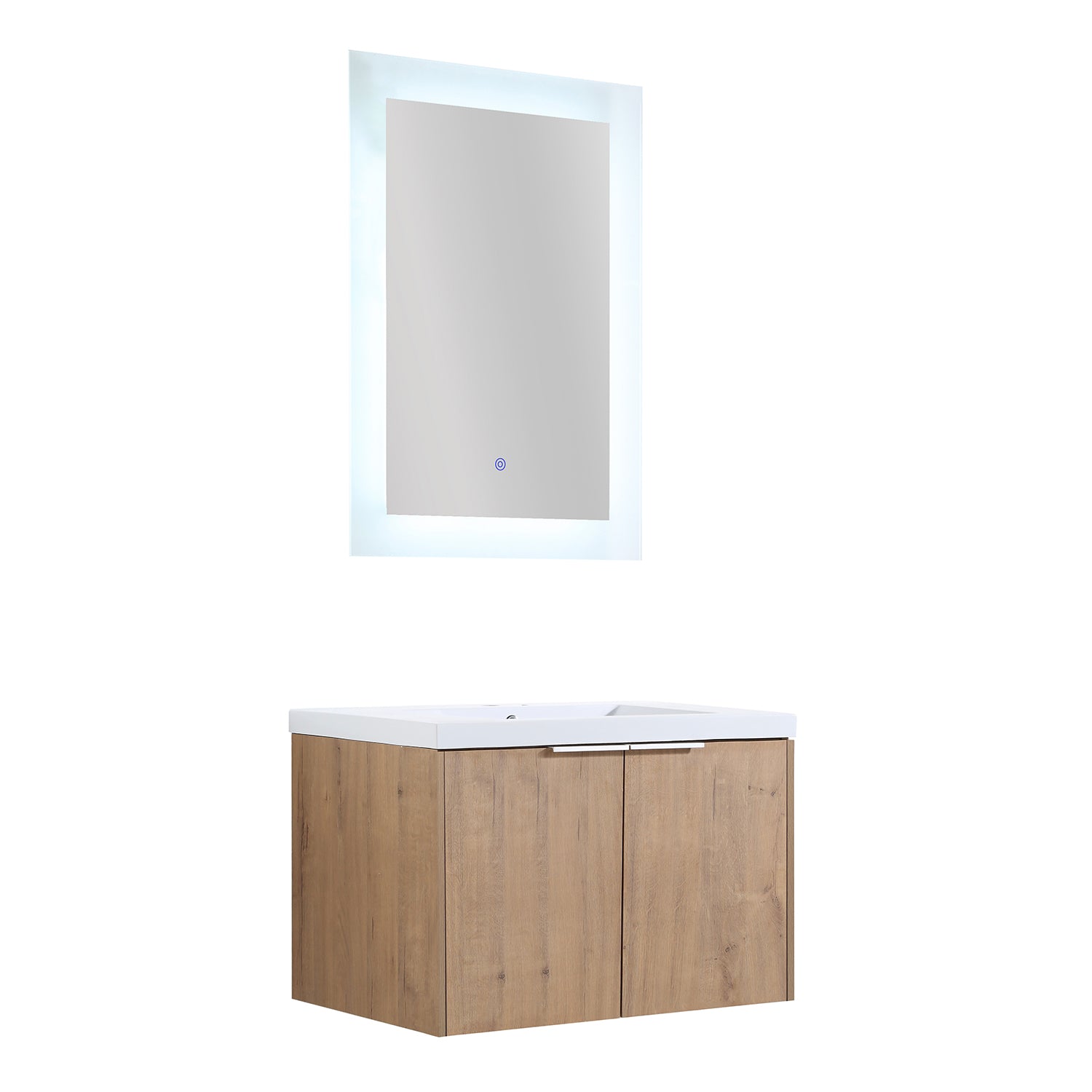 30 in. W x 18 in. D x 20 in. H Bath Vanity Set in Imitative Oak with Cultured Marble Vanity Top in White with White Basin