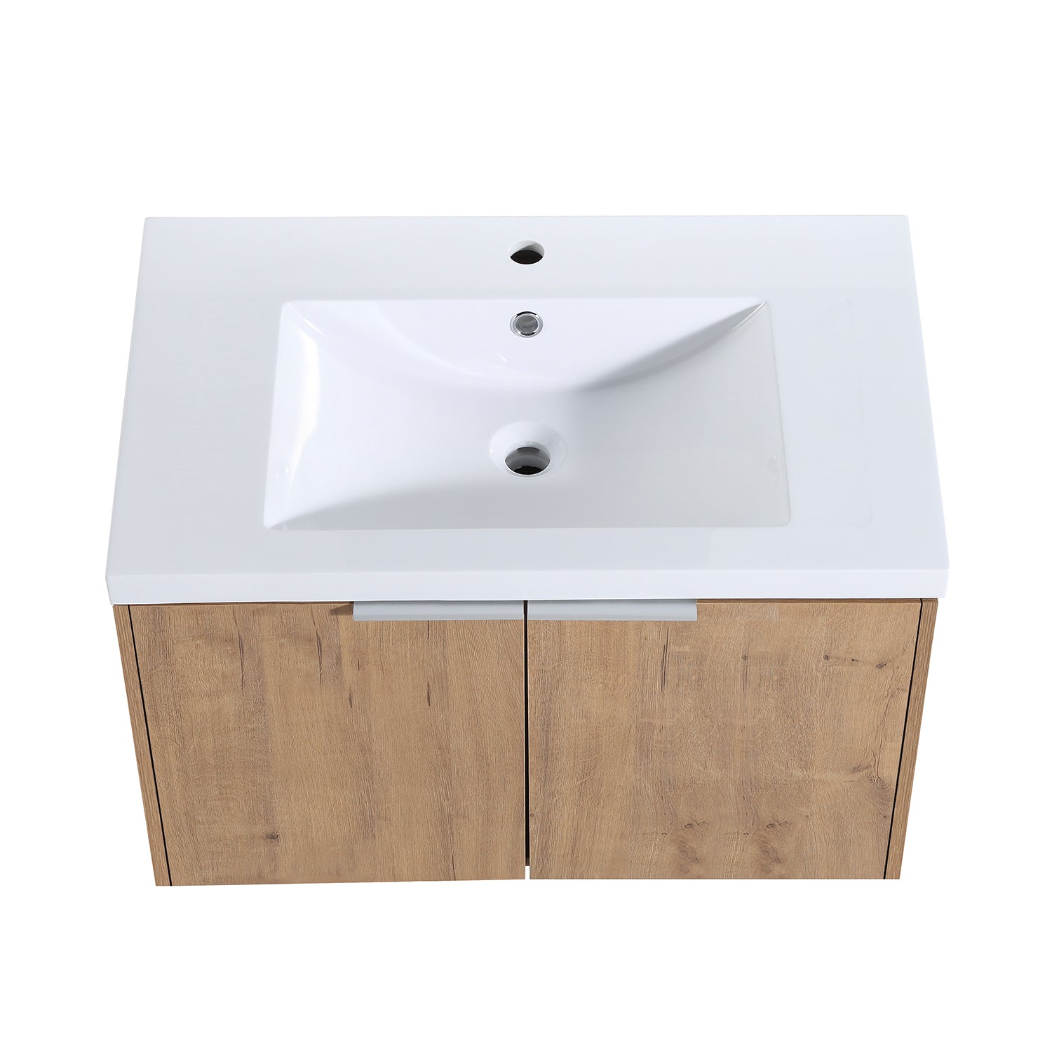 30 in. W x 18 in. D x 20 in. H Bath Vanity Set in Imitative Oak with Cultured Marble Vanity Top in White with White Basin