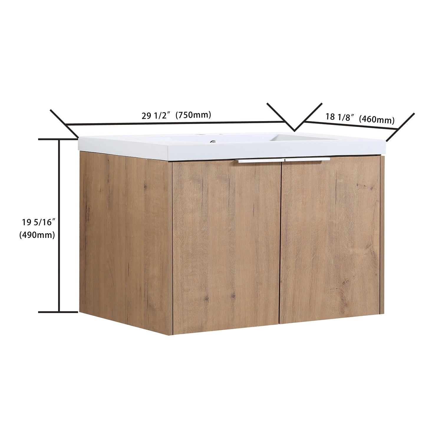 30 in. W x 18 in. D x 20 in. H Bath Vanity Set in Imitative Oak with Cultured Marble Vanity Top in White with White Basin