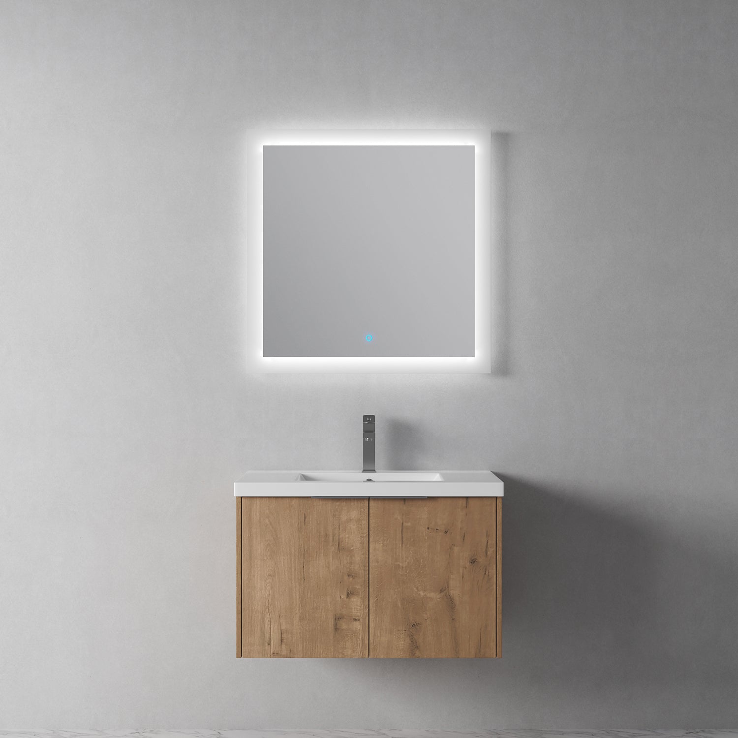 30 in. W x 18 in. D x 20 in. H Bath Vanity Set in Imitative Oak with Cultured Marble Vanity Top in White with White Basin