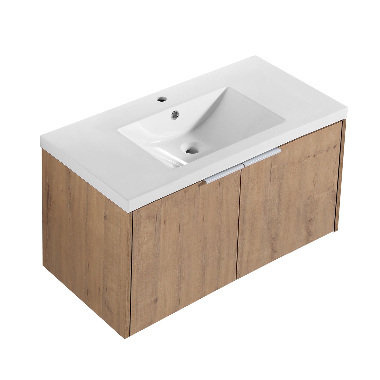 36 in. W x 18 in. D x 20 in. H Bath Vanity Set in Imitative Oak with Cultured Marble Vanity Top in White with White Basin