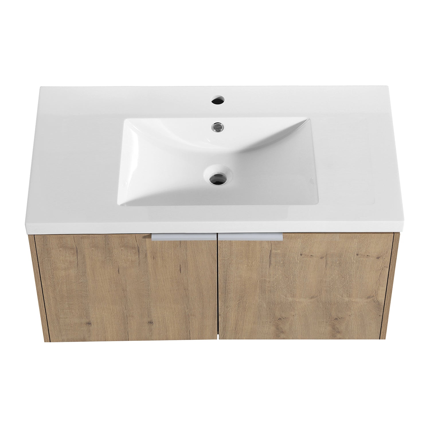 36 in. W x 18 in. D x 20 in. H Bath Vanity Set in Imitative Oak with Cultured Marble Vanity Top in White with White Basin