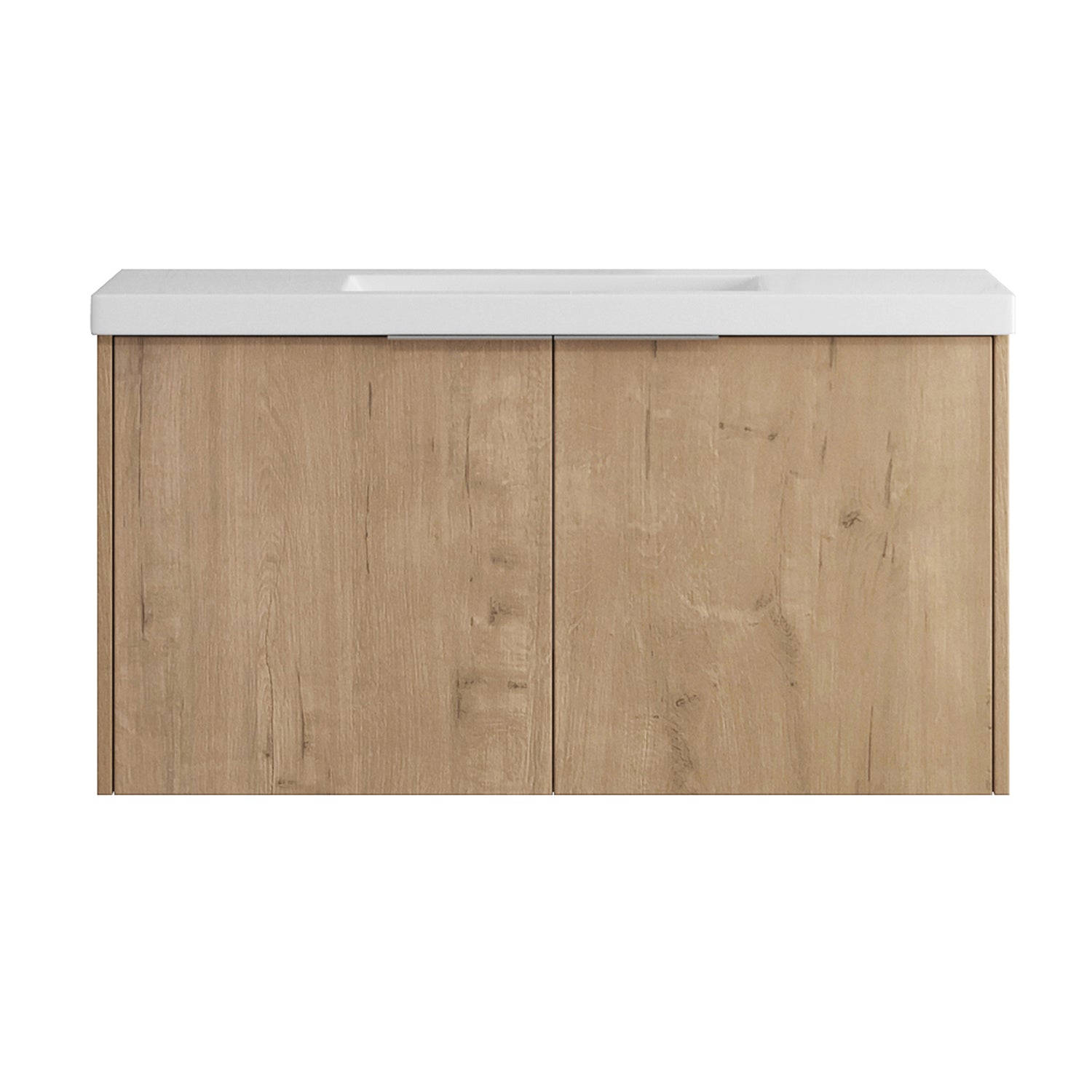 36 in. W x 18 in. D x 20 in. H Bath Vanity Set in Imitative Oak with Cultured Marble Vanity Top in White with White Basin
