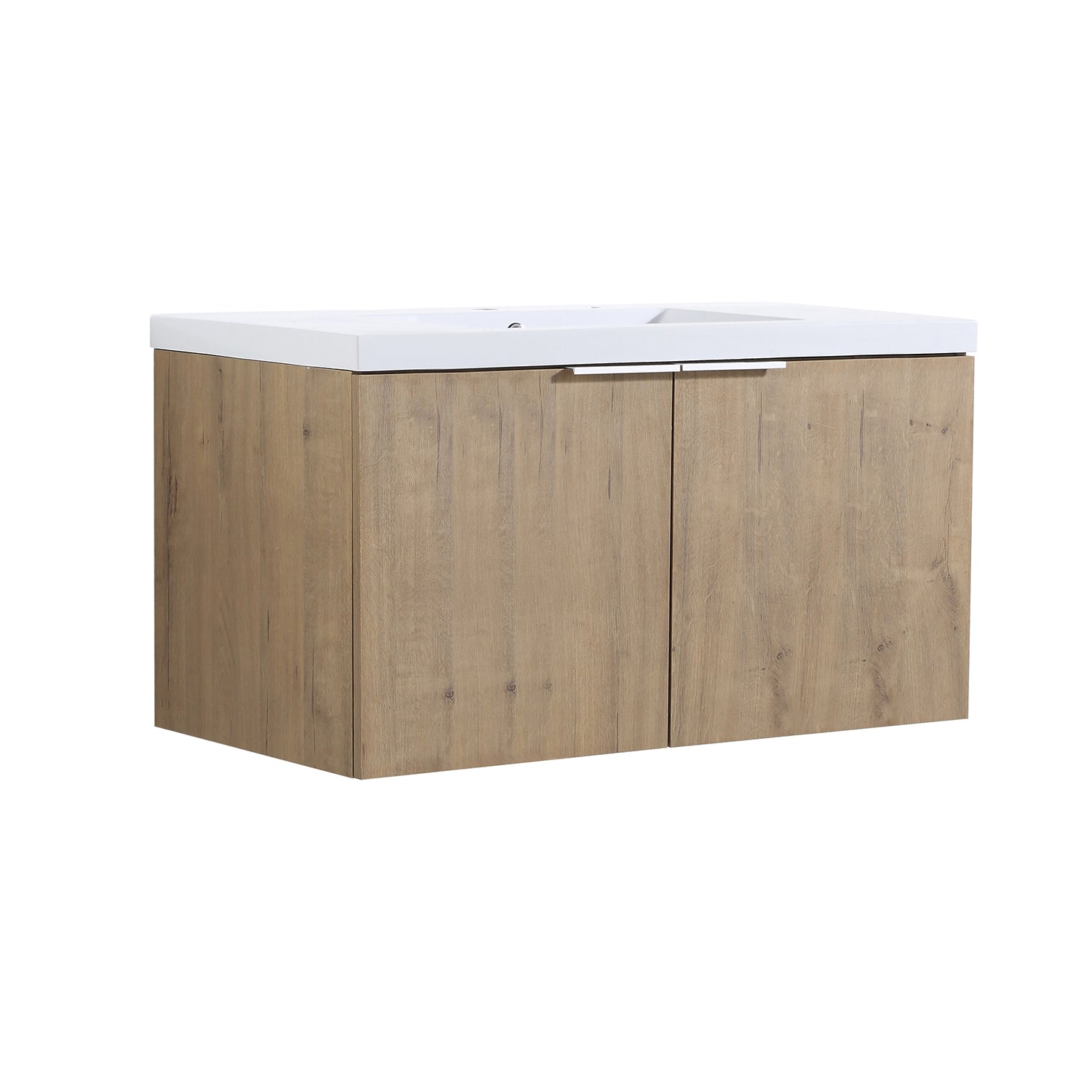 36 in. W x 18 in. D x 20 in. H Bath Vanity Set in Imitative Oak with Cultured Marble Vanity Top in White with White Basin