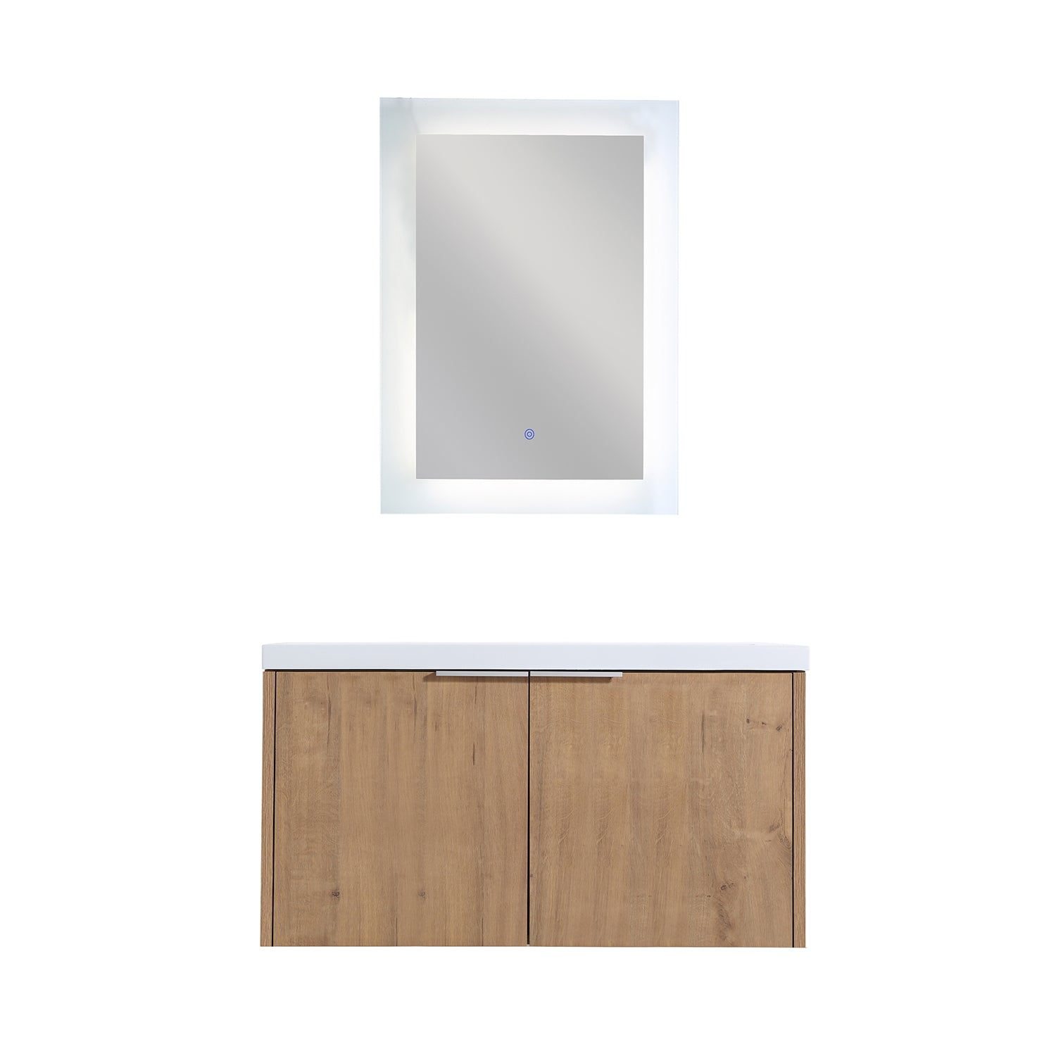 36 in. W x 18 in. D x 20 in. H Bath Vanity Set in Imitative Oak with Cultured Marble Vanity Top in White with White Basin