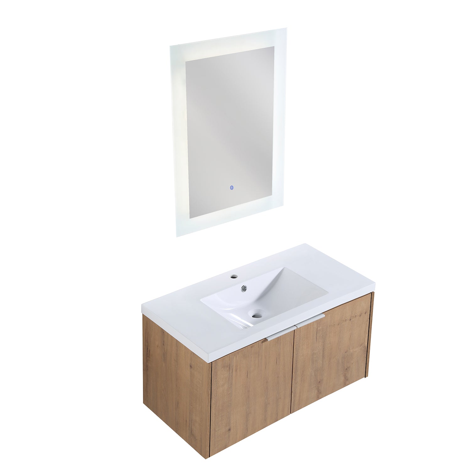 36 in. W x 18 in. D x 20 in. H Bath Vanity Set in Imitative Oak with Cultured Marble Vanity Top in White with White Basin