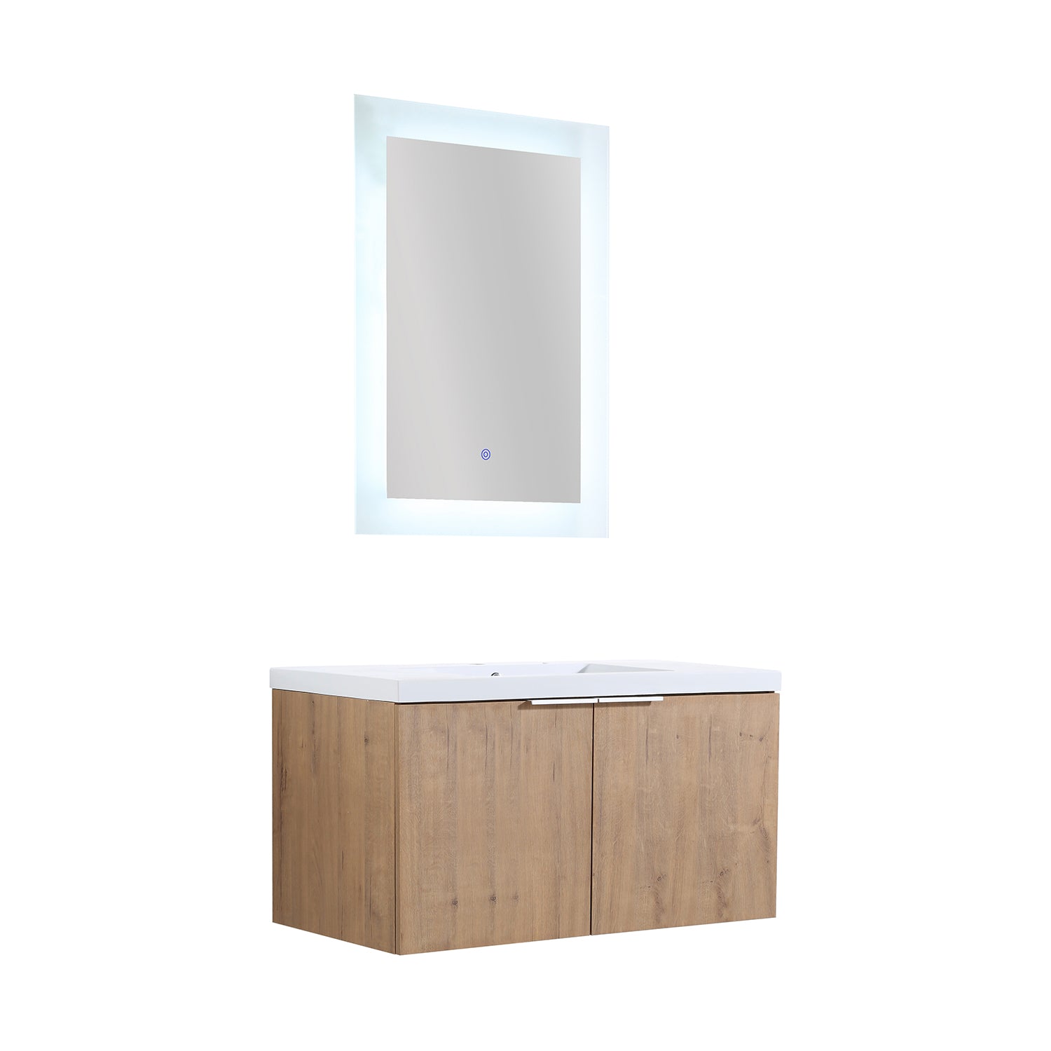 36 in. W x 18 in. D x 20 in. H Bath Vanity Set in Imitative Oak with Cultured Marble Vanity Top in White with White Basin