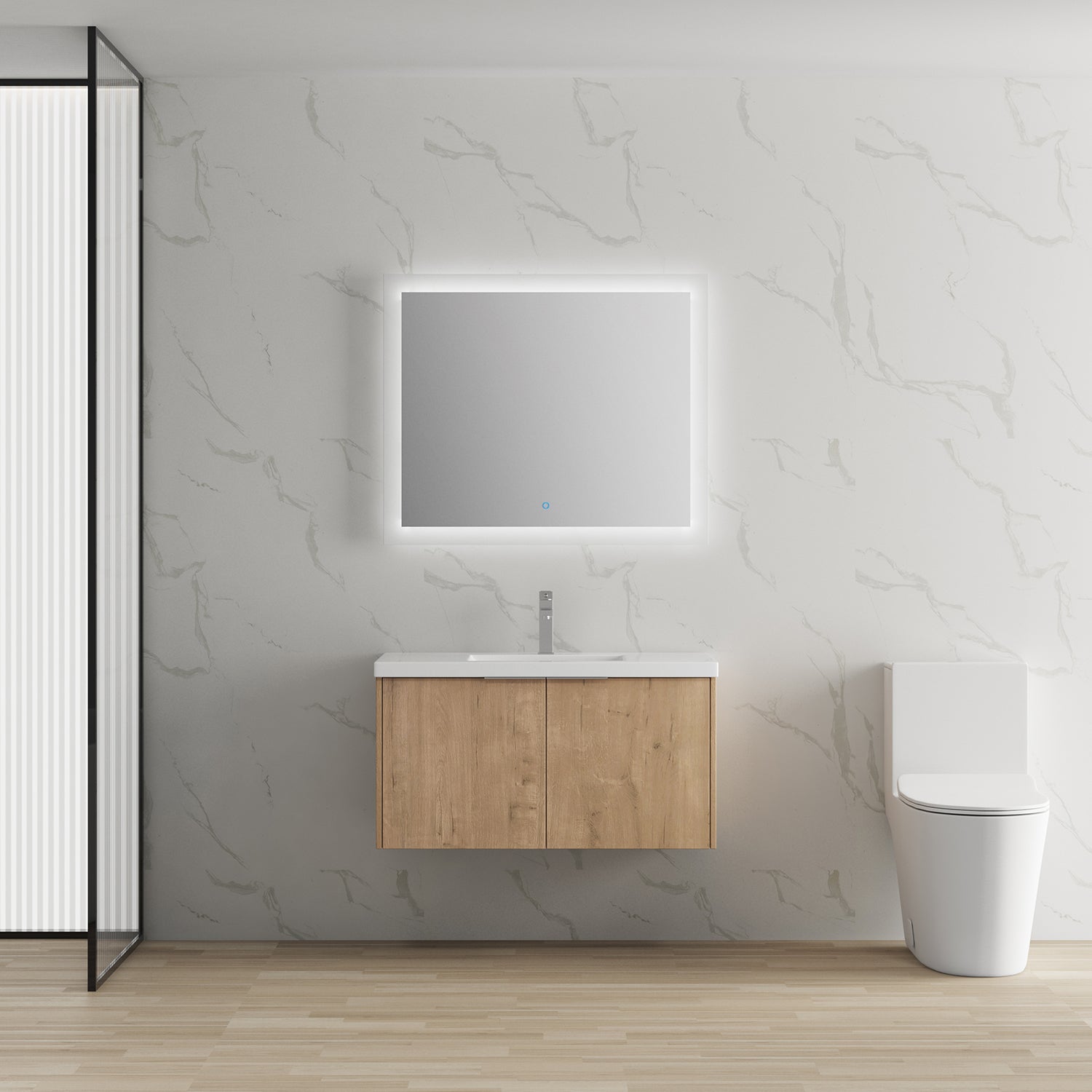 36 in. W x 18 in. D x 20 in. H Bath Vanity Set in Imitative Oak with Cultured Marble Vanity Top in White with White Basin