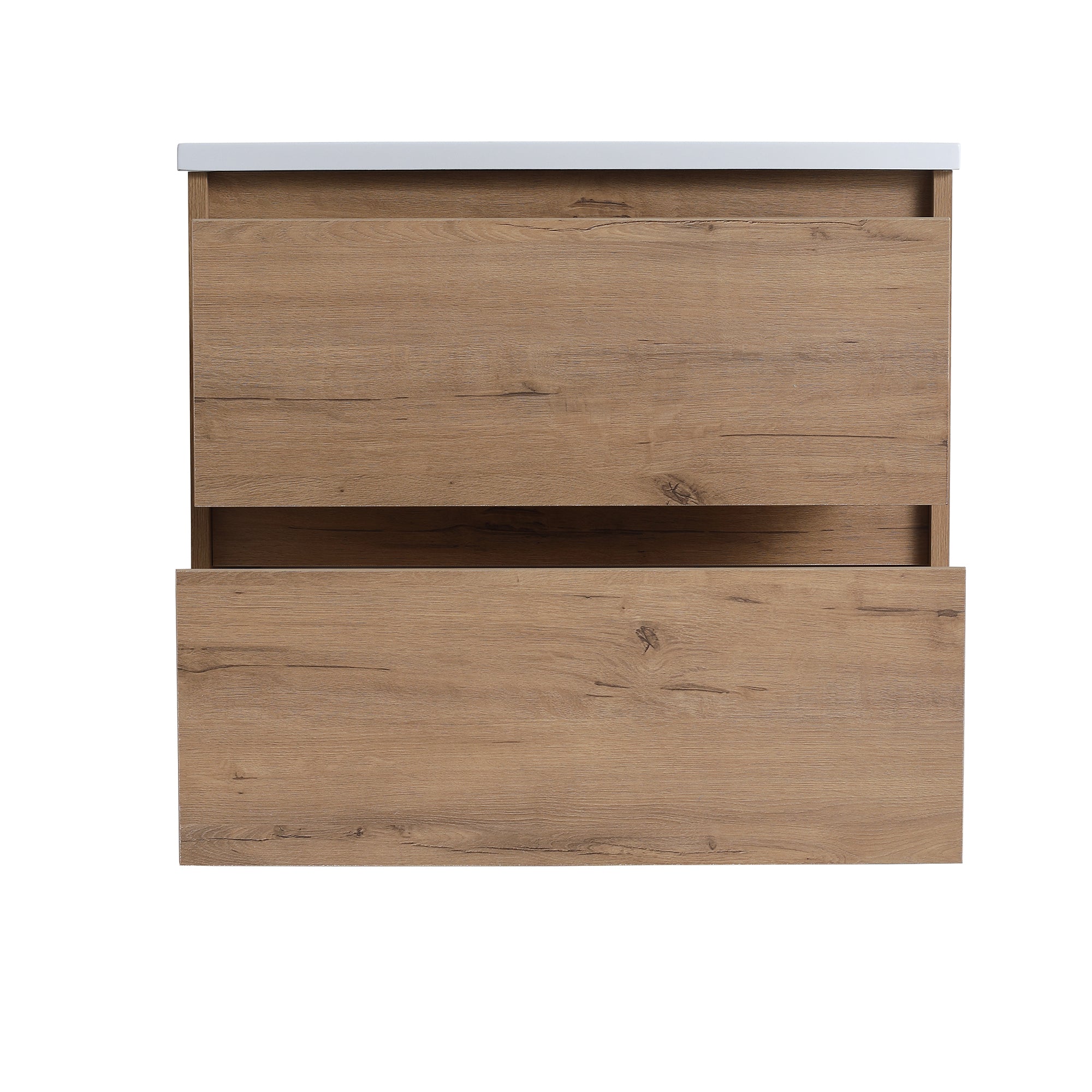 24 in. Plywood Wall-Mounted Bathroom Vanity Set with Culture Marble Sink and Soft-close Drawers