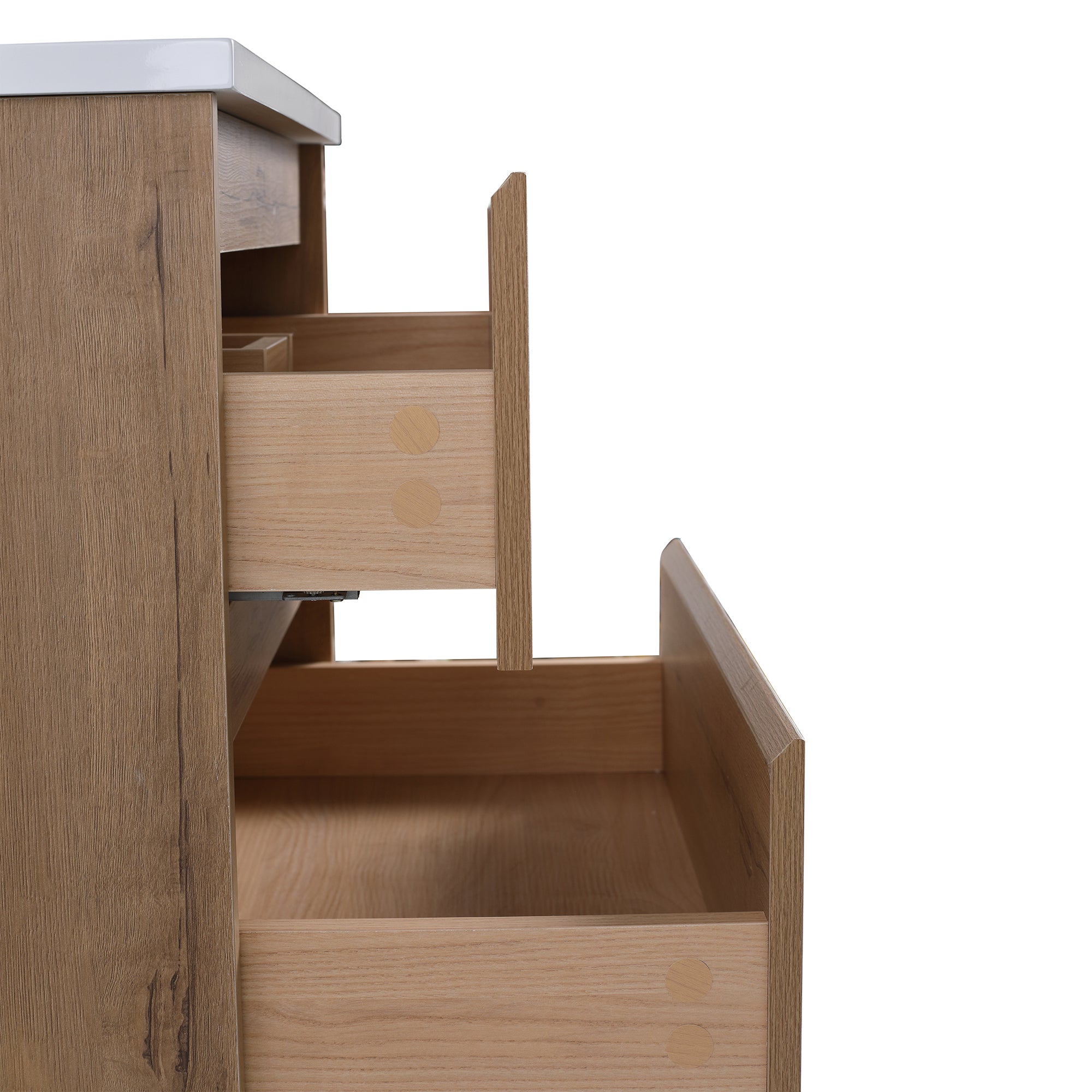 24 in. Plywood Wall-Mounted Bathroom Vanity Set with Culture Marble Sink and Soft-close Drawers