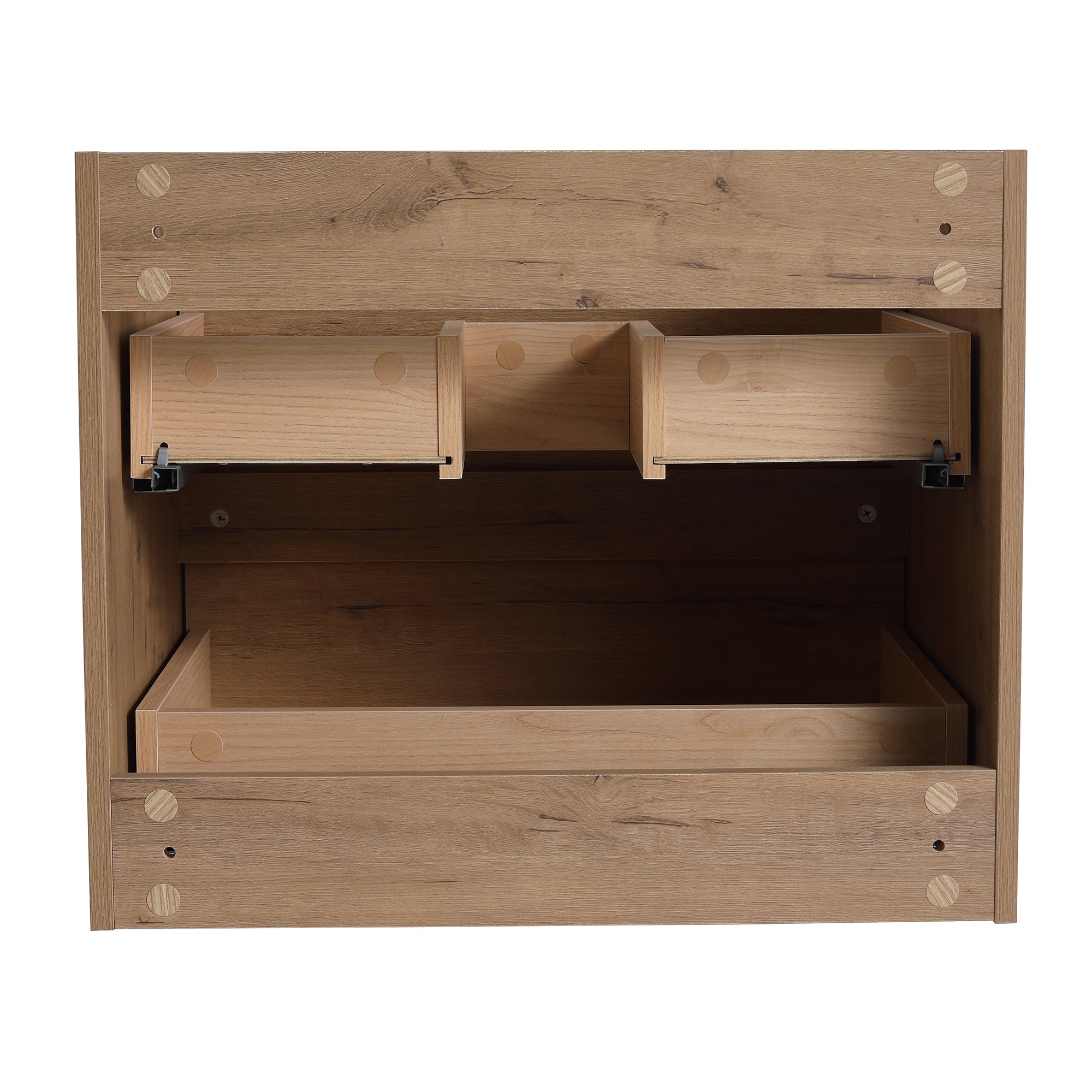 24 in. Plywood Wall-Mounted Bathroom Vanity Set with Culture Marble Sink and Soft-close Drawers