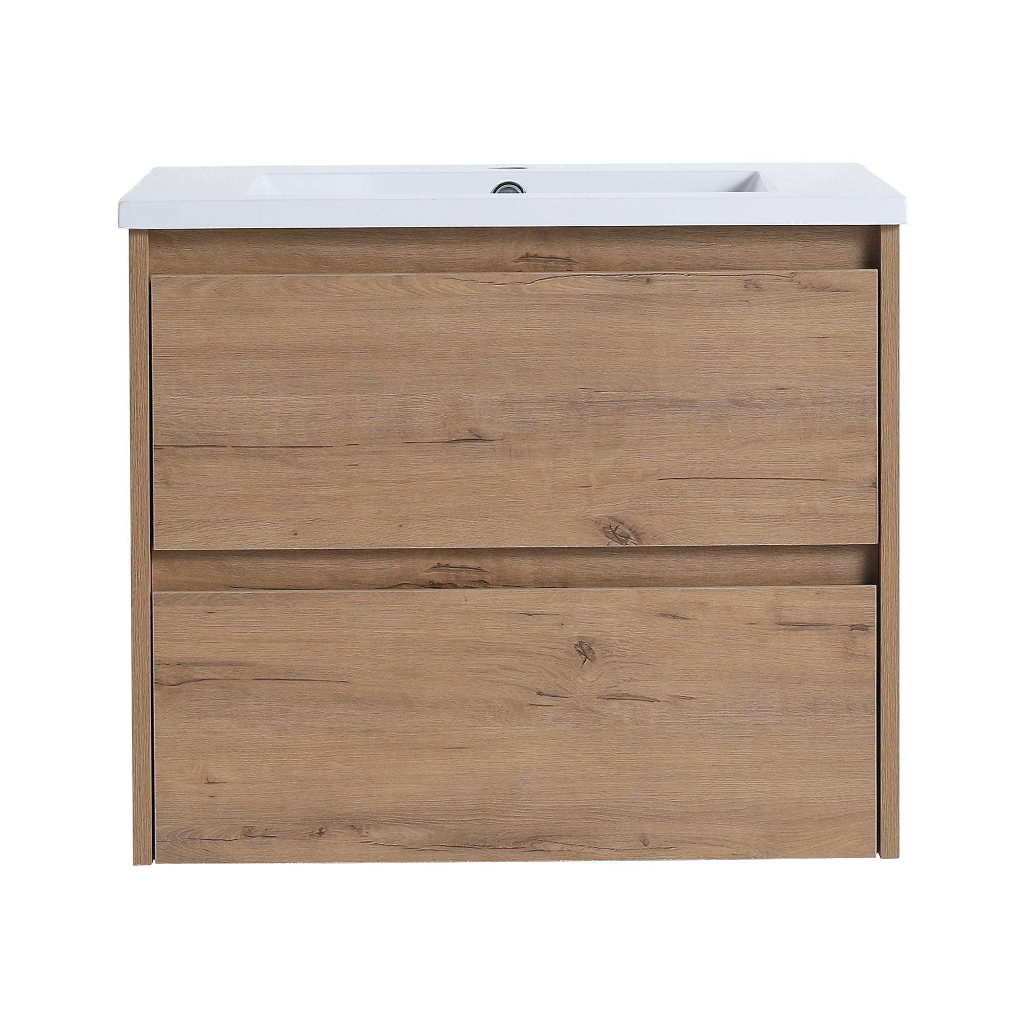 24 in. Plywood Wall-Mounted Bathroom Vanity Set with Culture Marble Sink and Soft-close Drawers