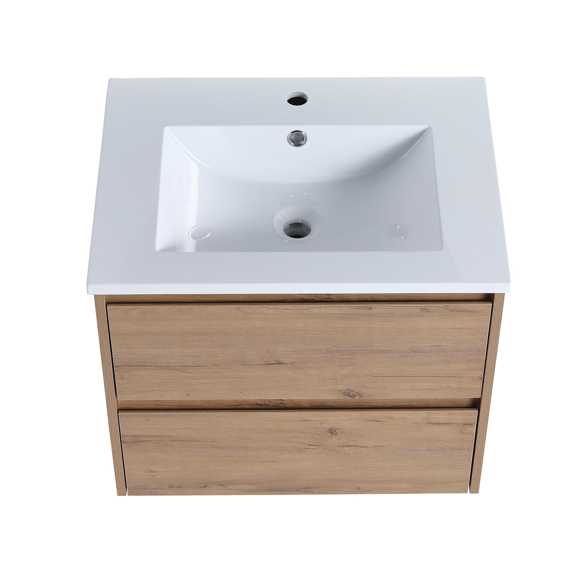 24 in. Plywood Wall-Mounted Bathroom Vanity Set with Culture Marble Sink and Soft-close Drawers