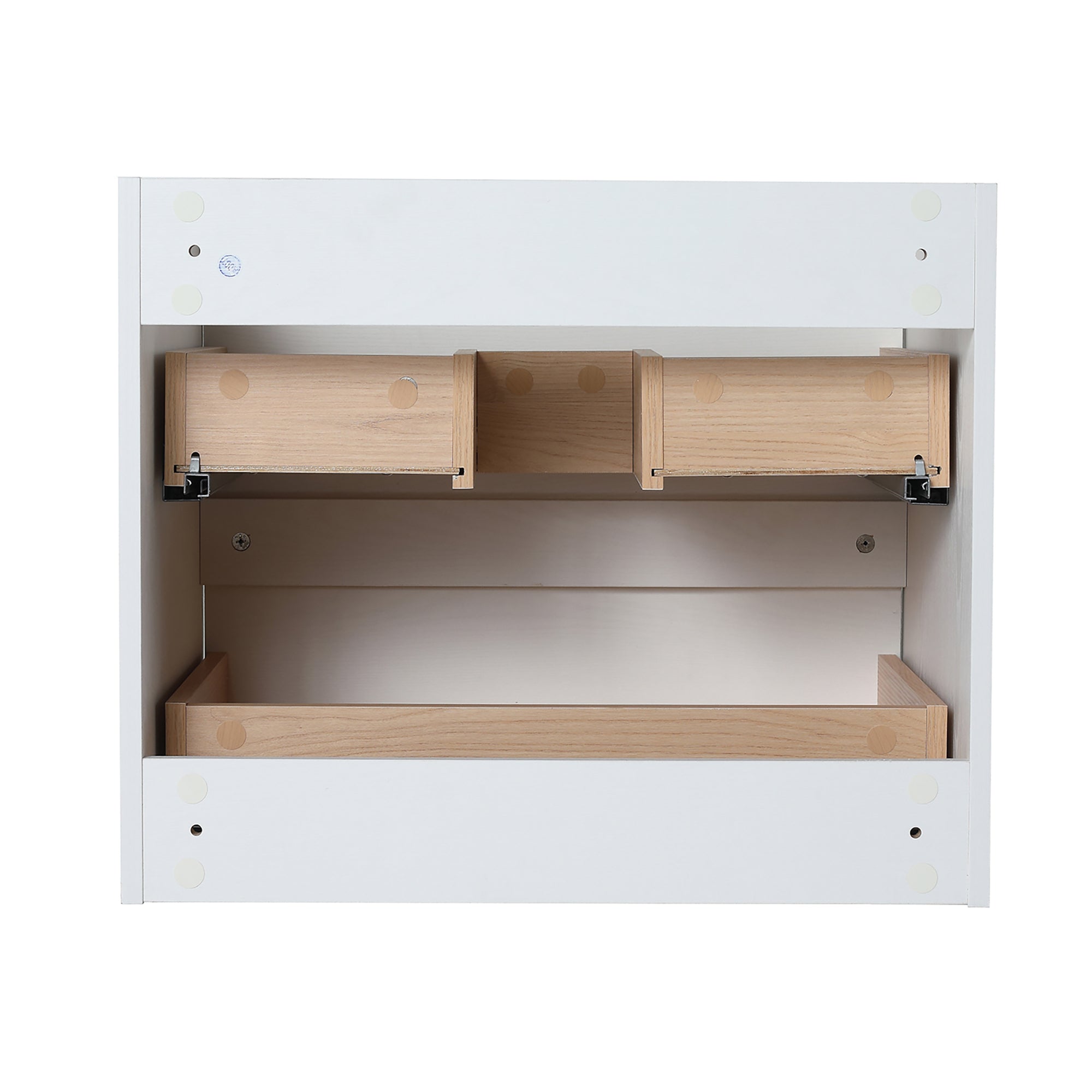 24 in. Plywood Wall-Mounted Bathroom Vanity Set with Culture Marble Sink and Soft-close Drawers