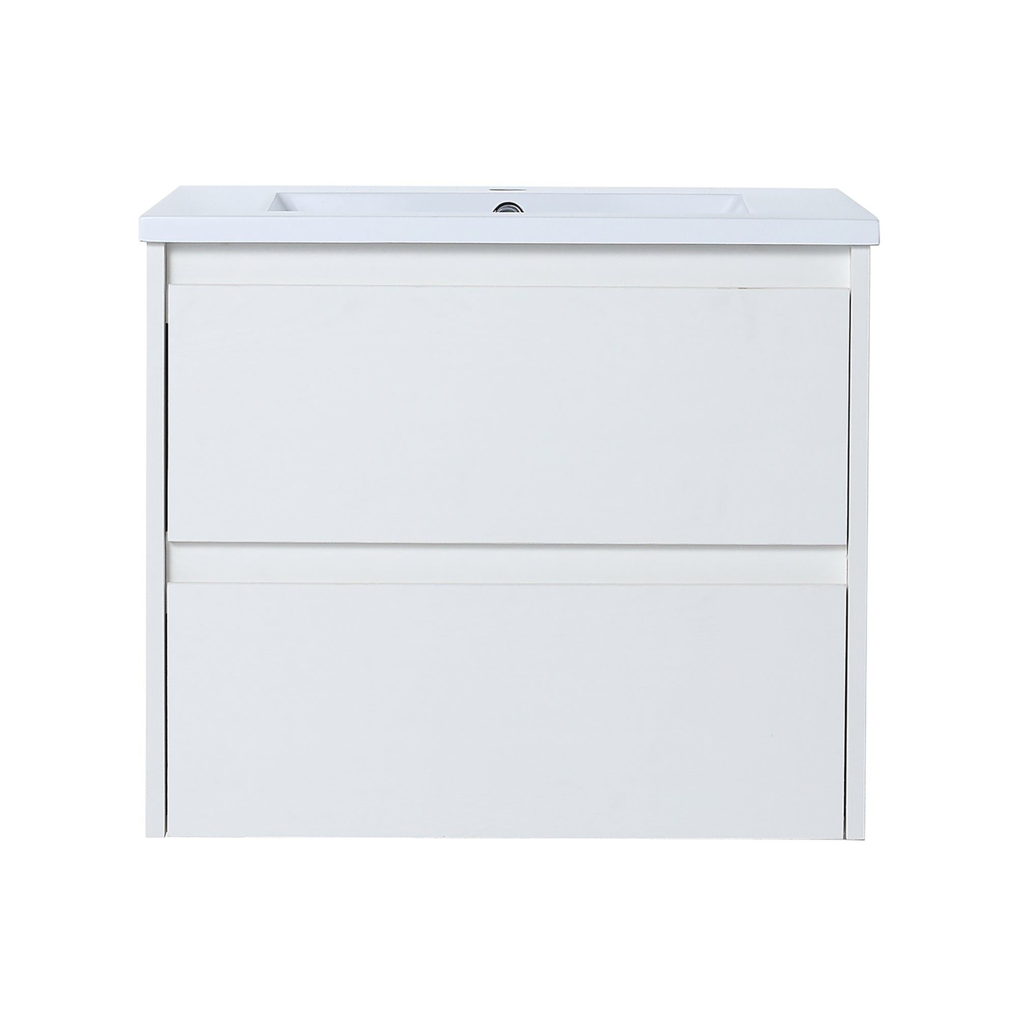 24 in. Plywood Wall-Mounted Bathroom Vanity Set with Culture Marble Sink and Soft-close Drawers