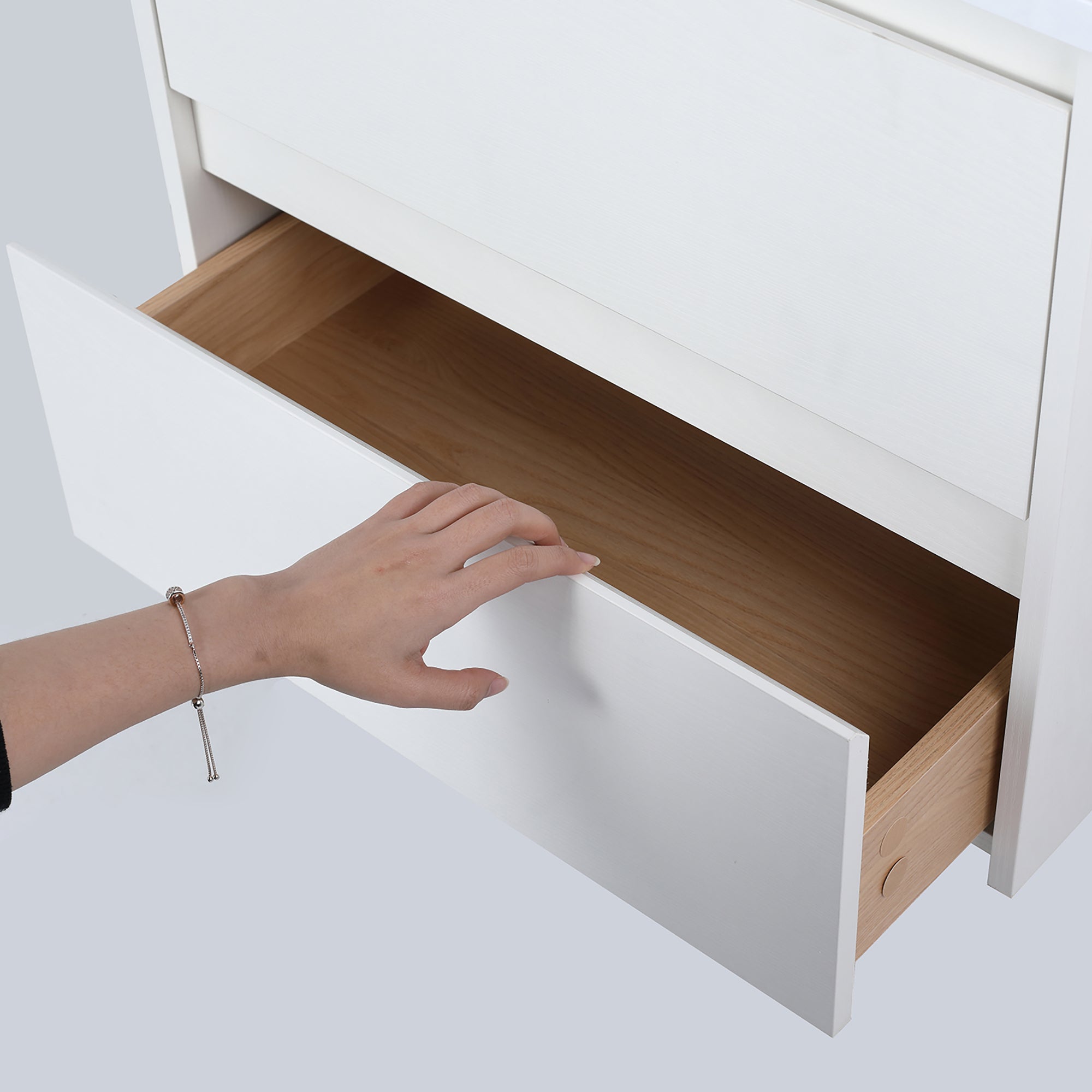 24 in. Plywood Wall-Mounted Bathroom Vanity Set with Culture Marble Sink and Soft-close Drawers