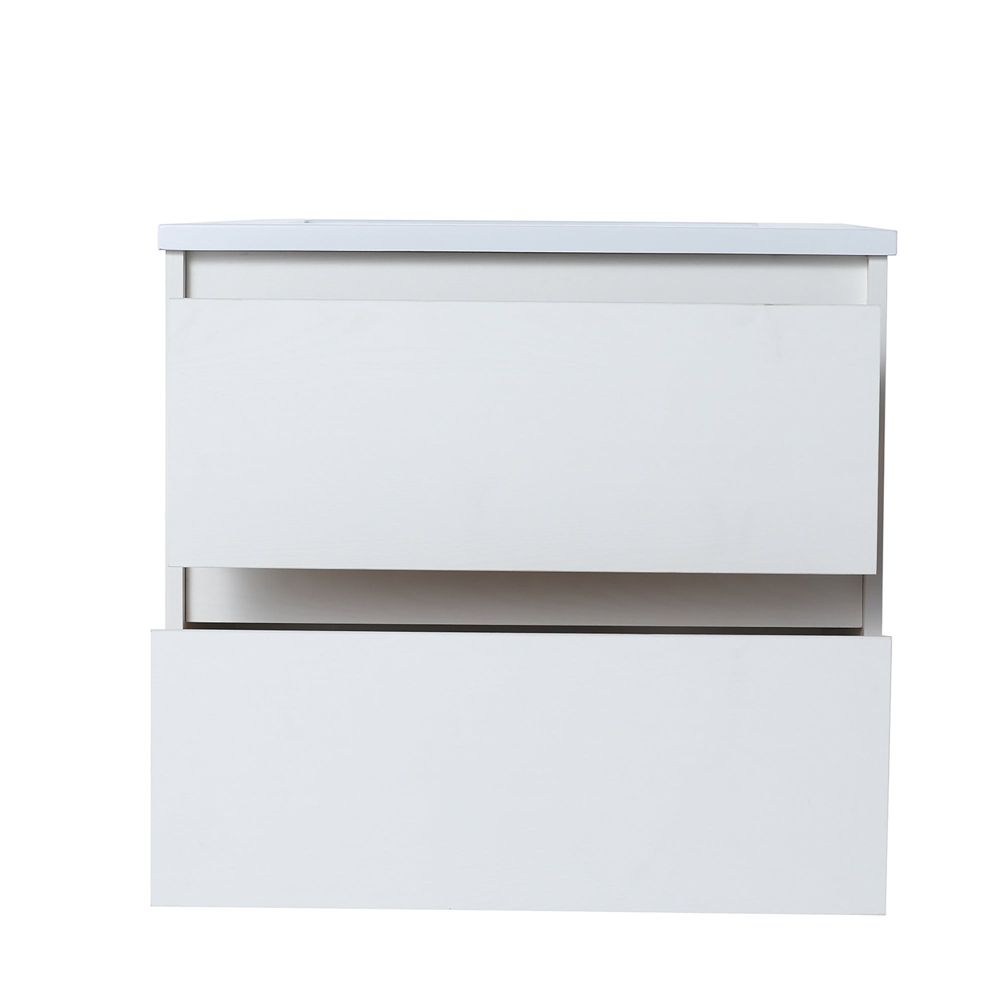 24 in. Plywood Wall-Mounted Bathroom Vanity Set with Culture Marble Sink and Soft-close Drawers