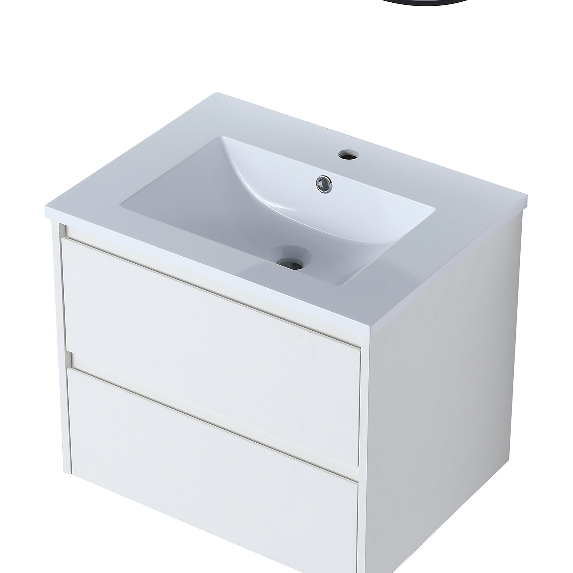 24 in. Plywood Wall-Mounted Bathroom Vanity Set with Culture Marble Sink and Soft-close Drawers