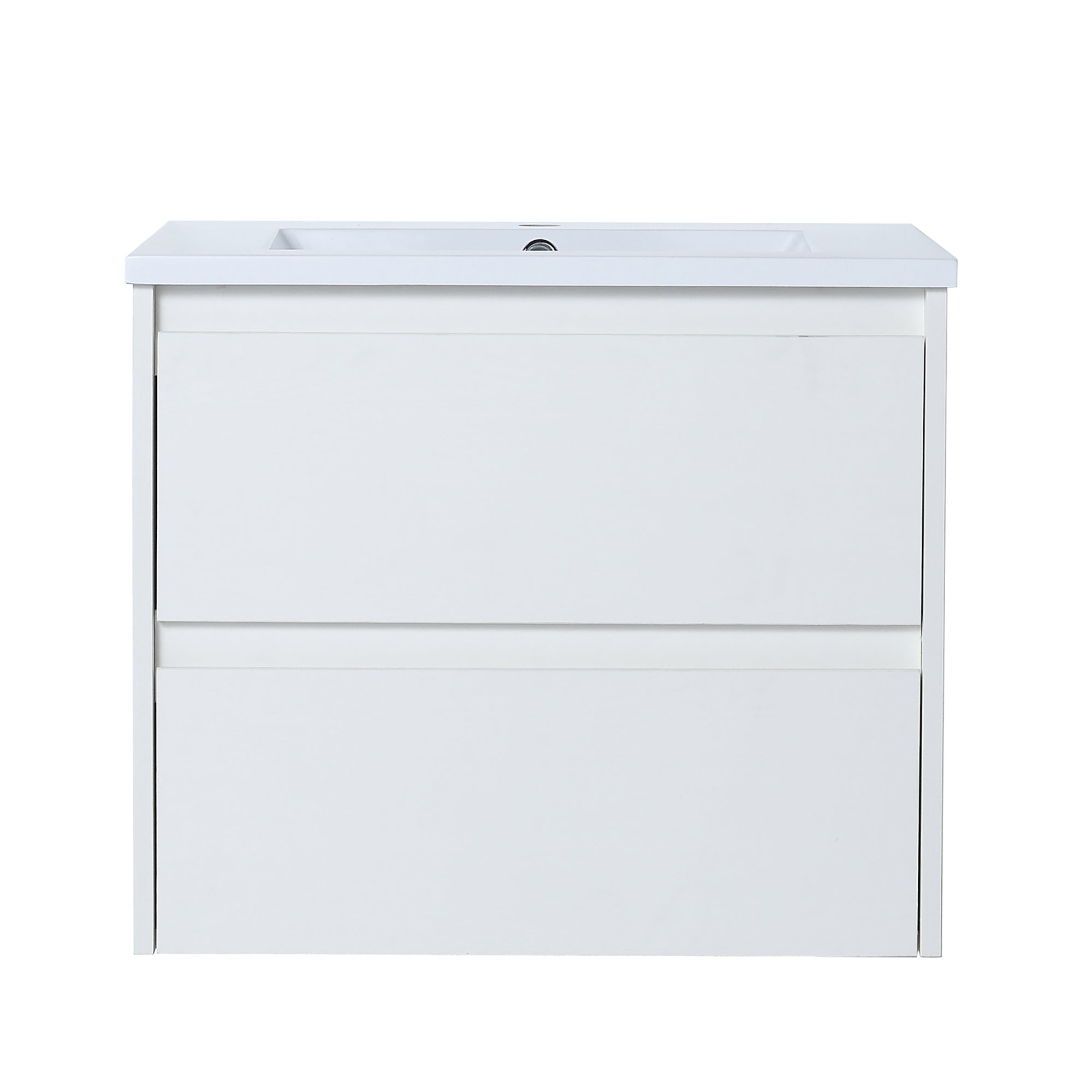 24 in. Plywood Wall-Mounted Bathroom Vanity Set with Culture Marble Sink and Soft-close Drawers