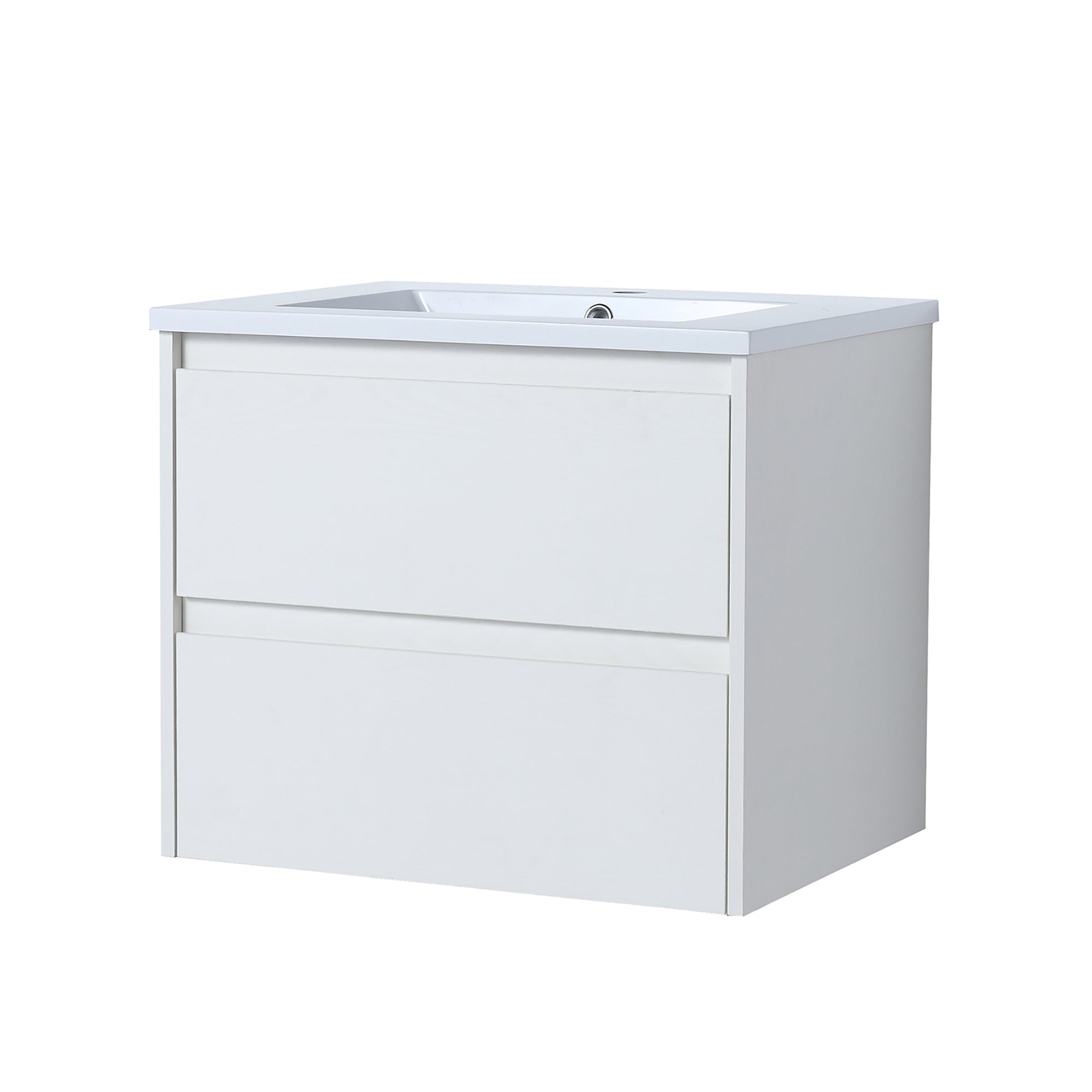 24 in. Plywood Wall-Mounted Bathroom Vanity Set with Culture Marble Sink and Soft-close Drawers