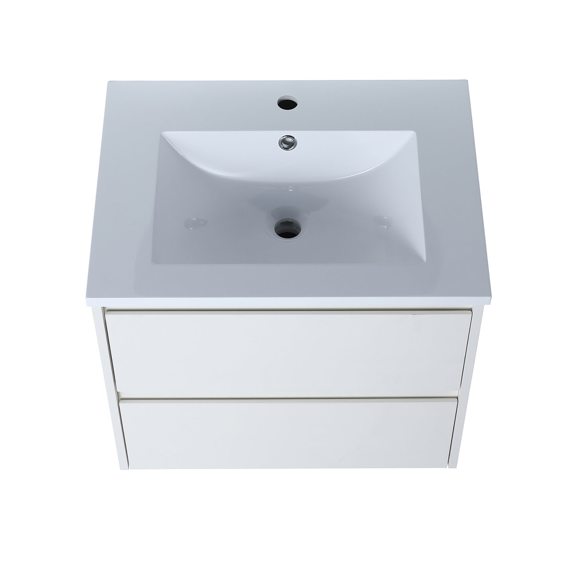 24 in. Plywood Wall-Mounted Bathroom Vanity Set with Culture Marble Sink and Soft-close Drawers