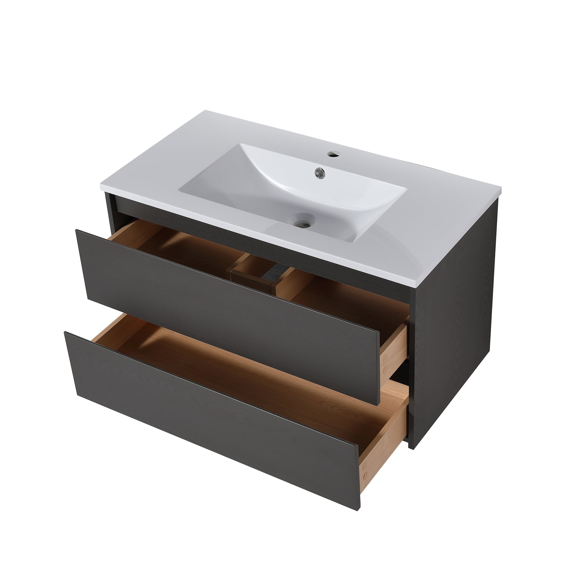 Wall-Mounted Plywood Bathroom Vanity Set with Integrated Sink