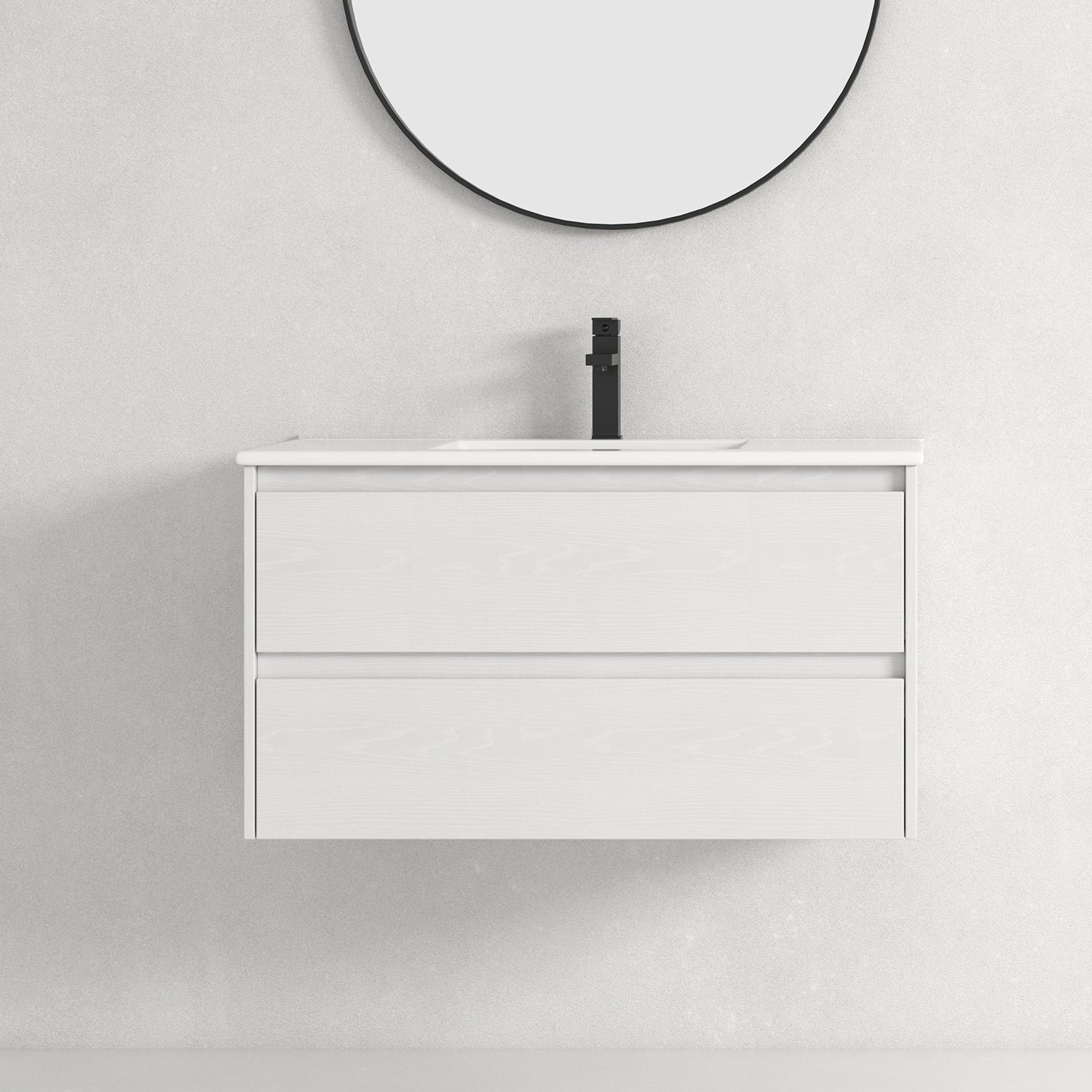 Wall-Mounted Plywood Bathroom Vanity Set with Integrated Sink