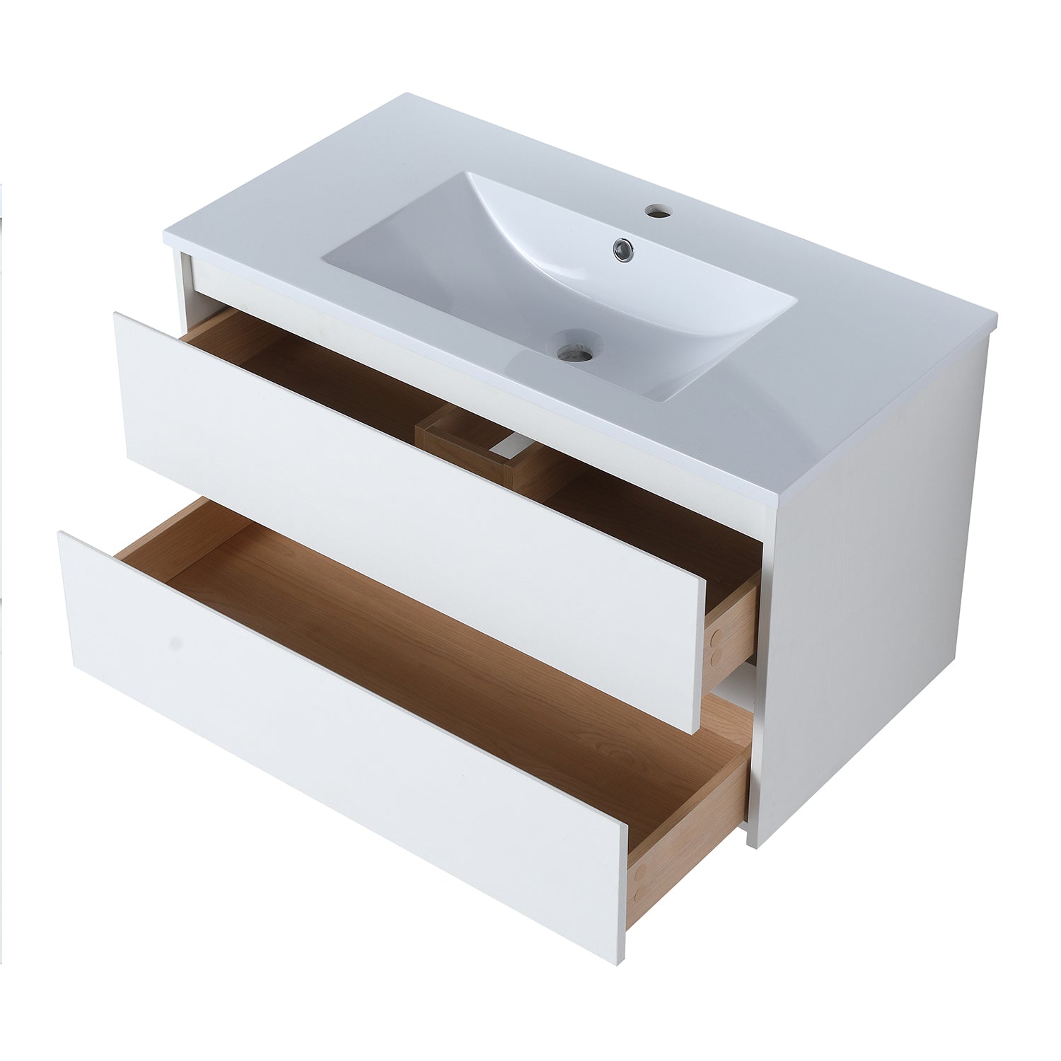 Wall-Mounted Plywood Bathroom Vanity Set with Integrated Sink