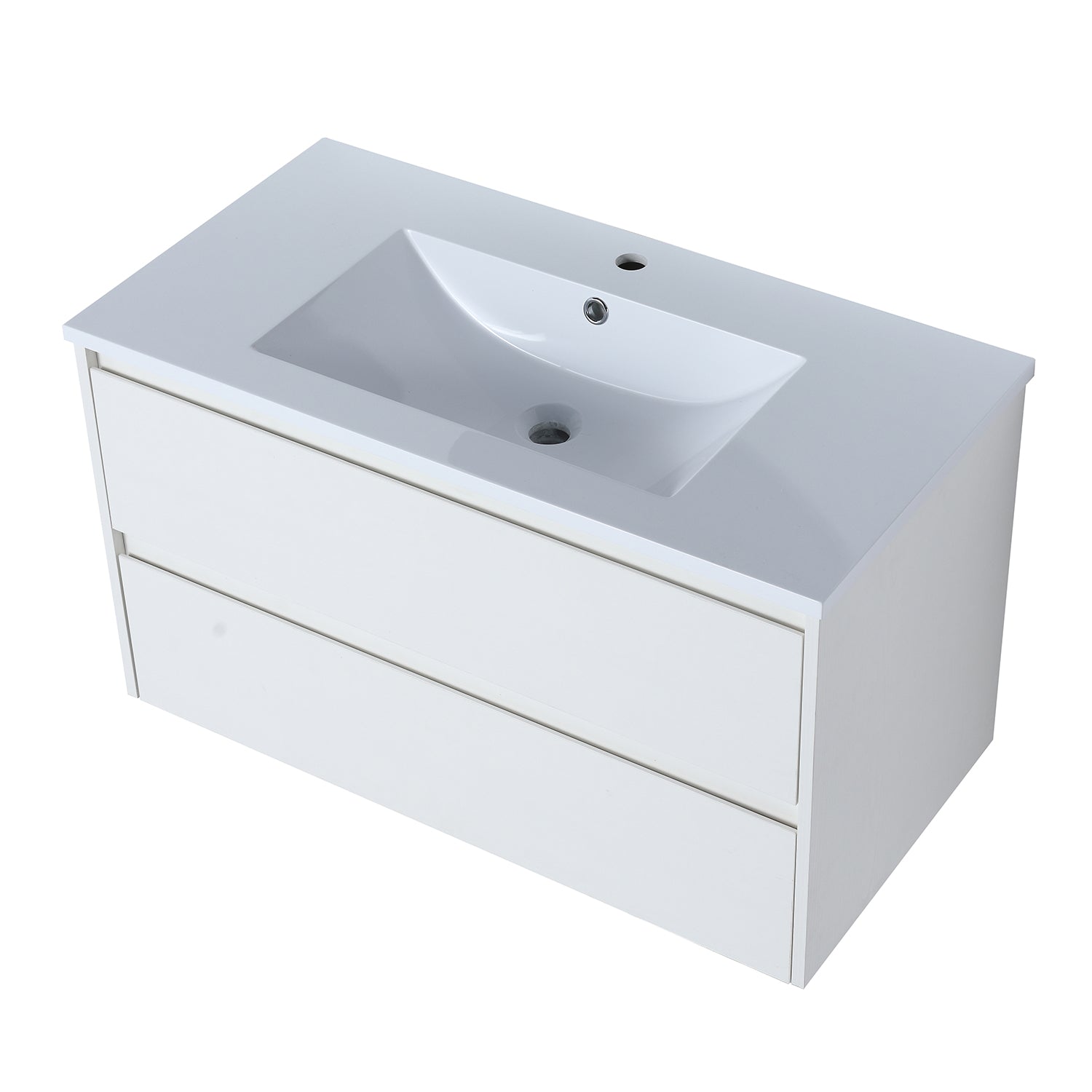 Wall-Mounted Plywood Bathroom Vanity Set with Integrated Sink