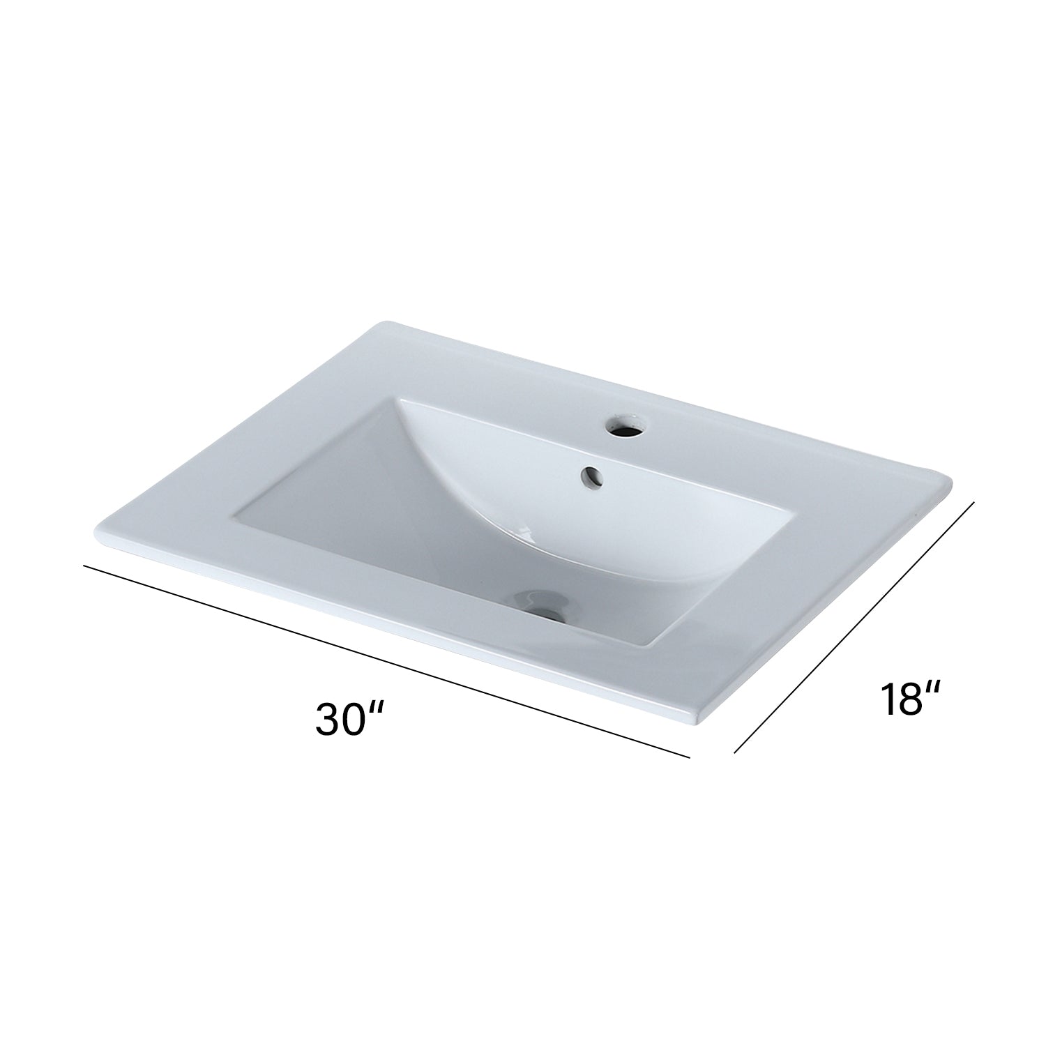 30 in. W x 18 in. D Bath Vanity in White with Ceramic Top