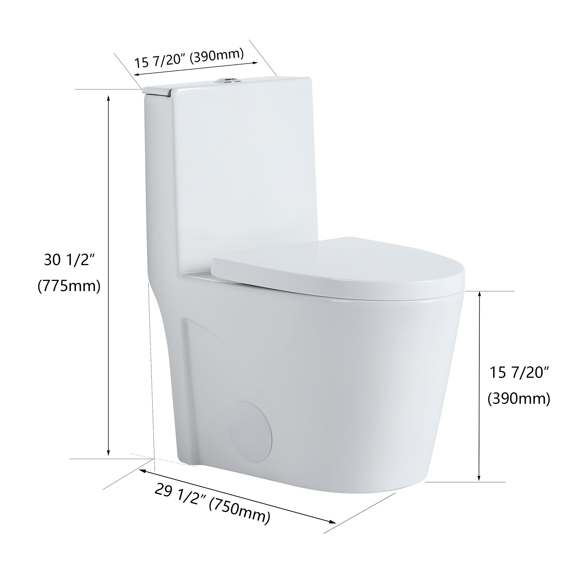 30 Inch  Ceramic One Piece Toilet With Soft Close Seat